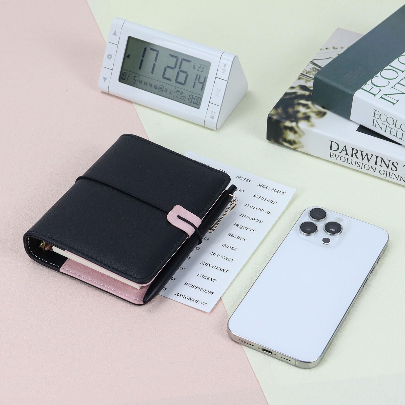 A7 Refillable Planner Small Binder Notebook 6 Ring PU Leather Organizer Zipper