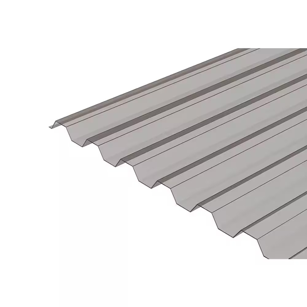 72 In. L X 21 In. W Corrugated Polycarbonate Plastic Trapezoid Clear Light Grey