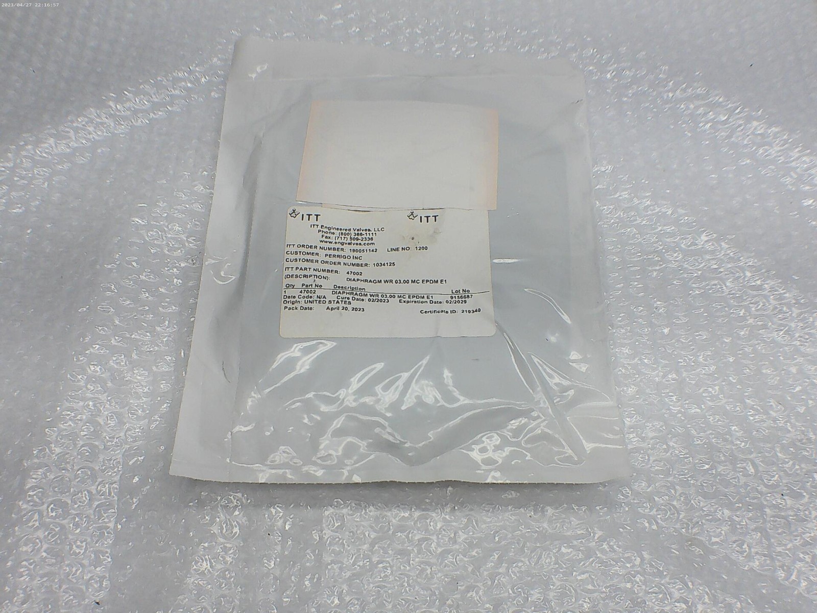ITT 47002 DIAPHRAGM NSMP