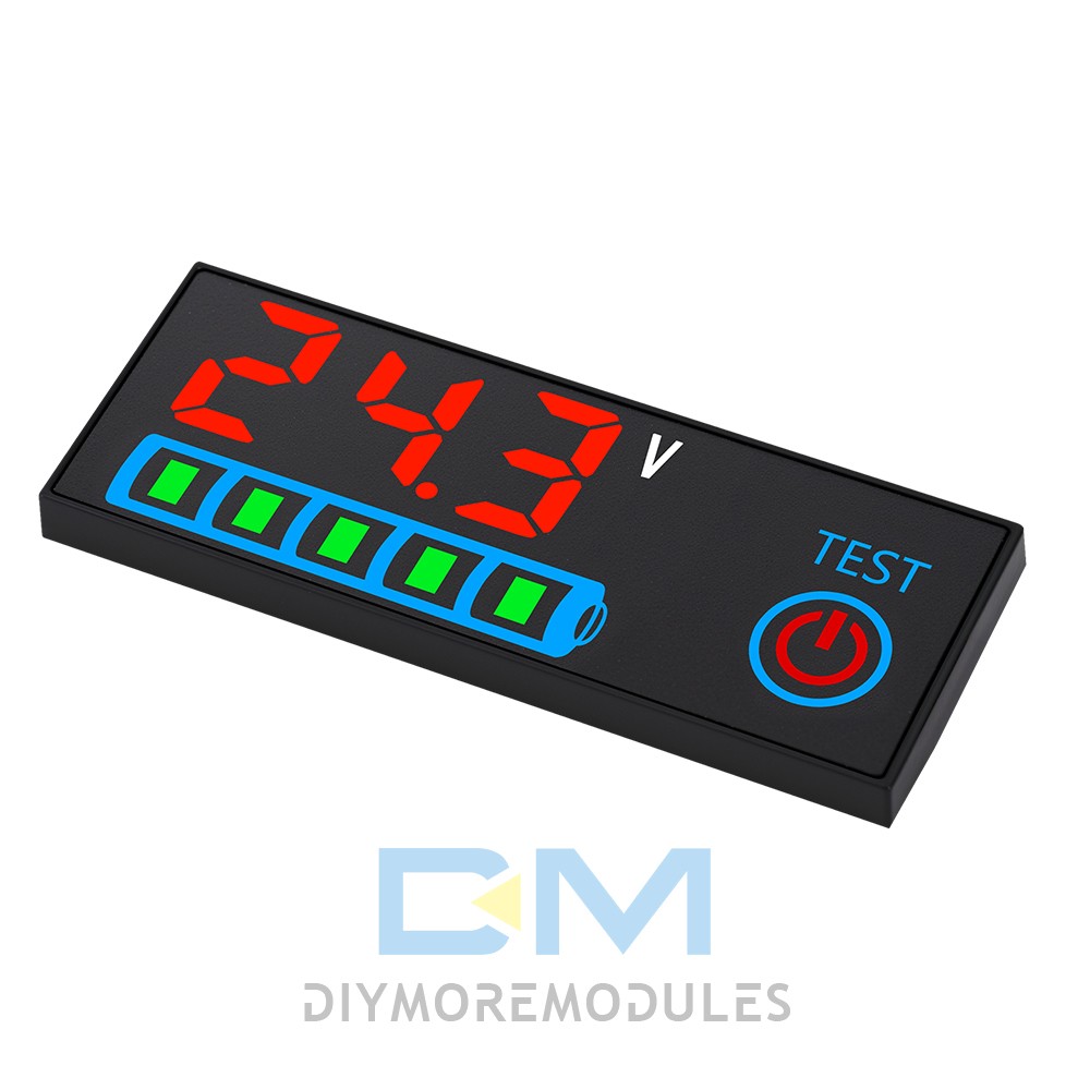 LED Voltage Acid/Li-ion Battery Level Indicator Display Panel w/Power-Off Memory