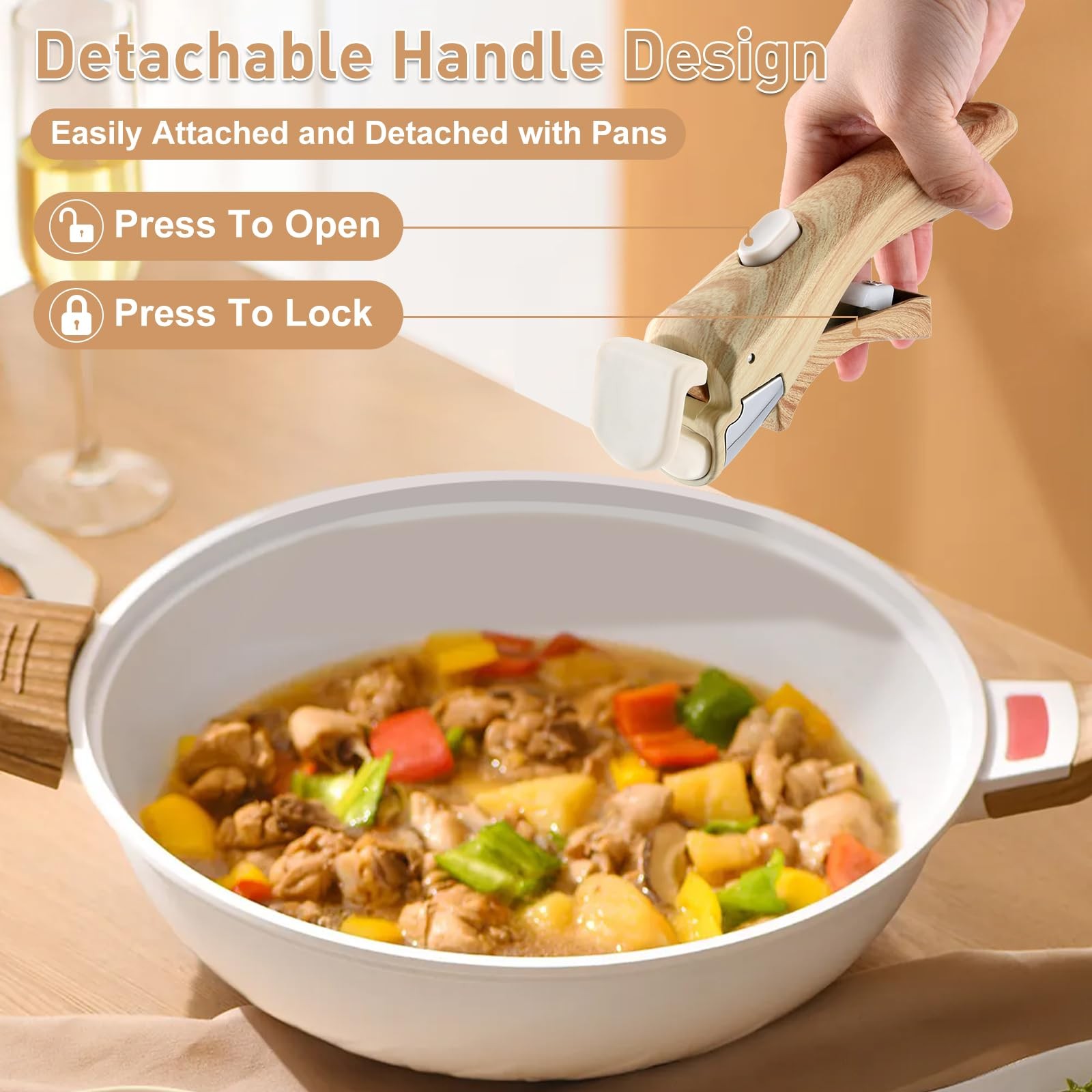 2 Pack Removable Handles for Pots and Pans – Universal Detachable Pan Handle