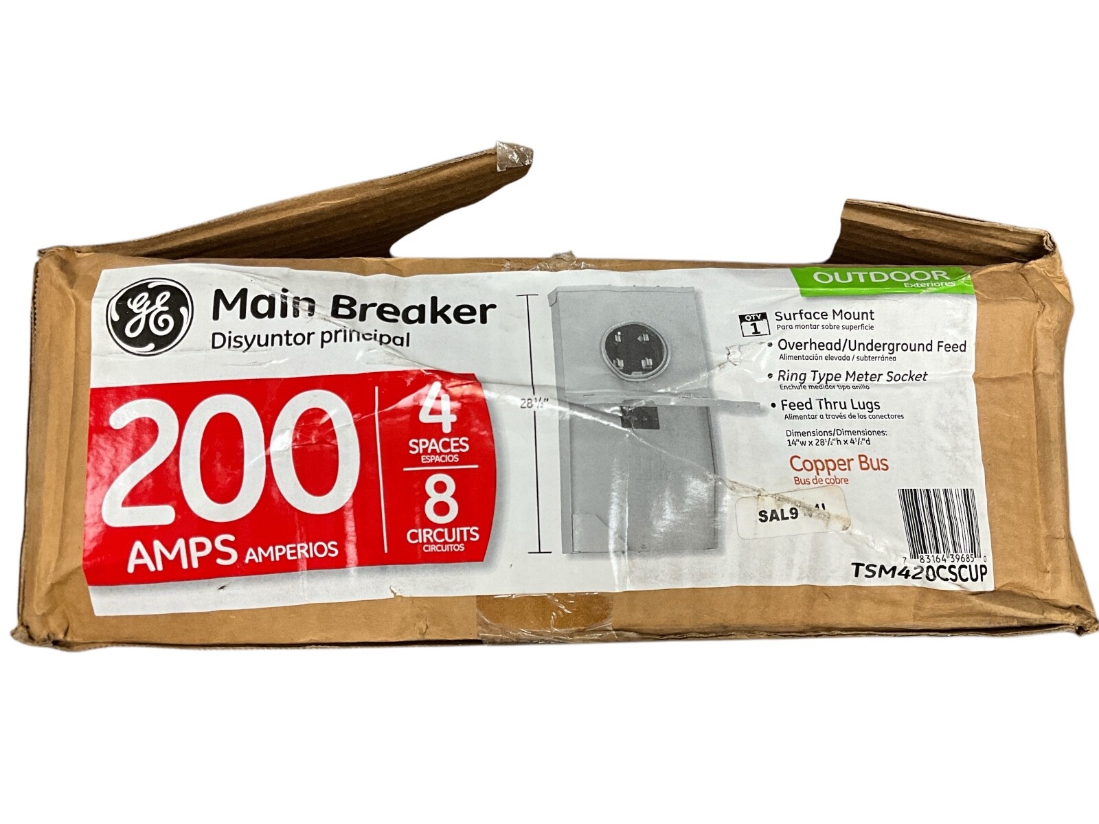 GE TSM420CSCUP Main Breaker Outdor 200A Meter Socket Load Center
