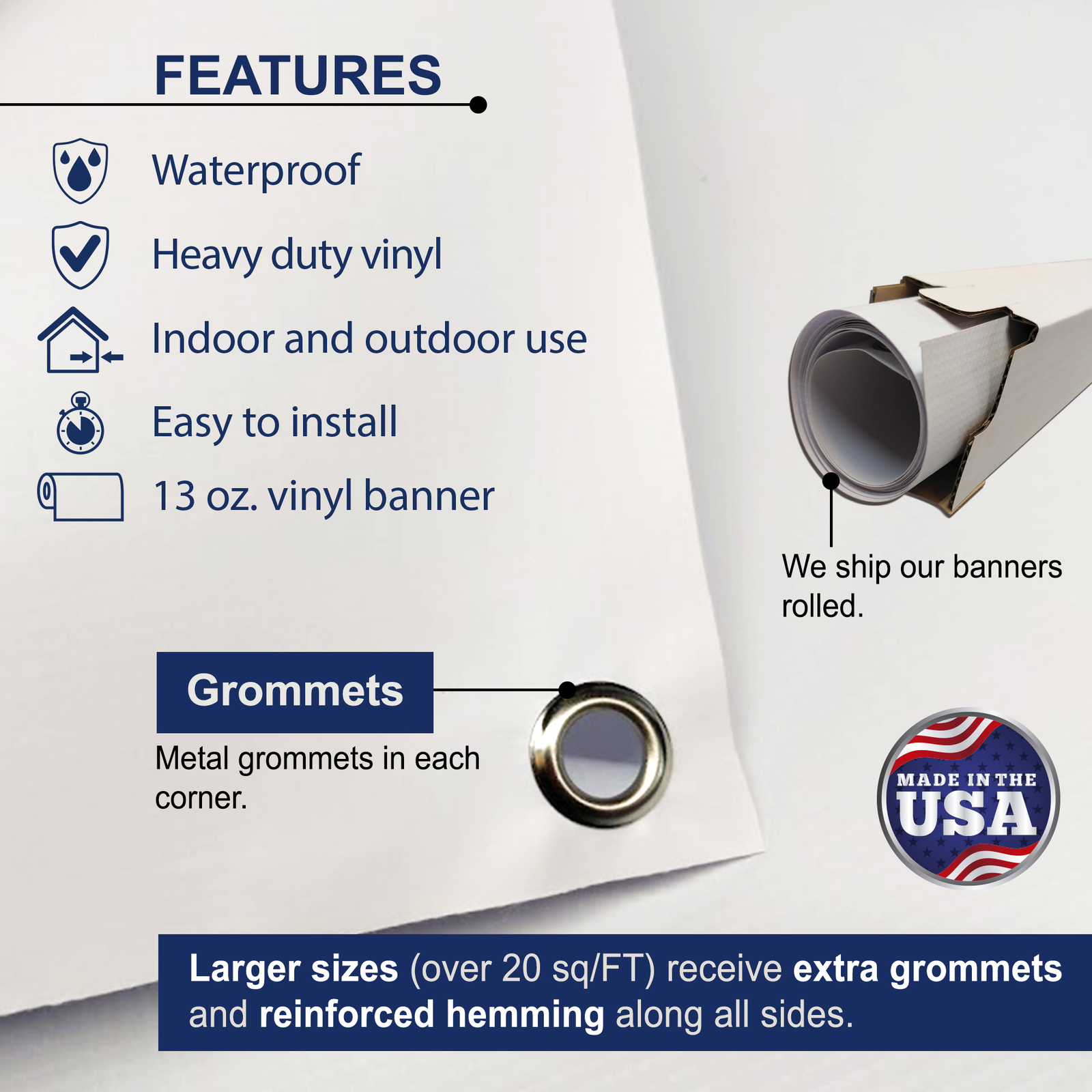 Blank Vinyl Banner White 13 oz Vinyl DIY Banner for Home School Business Store