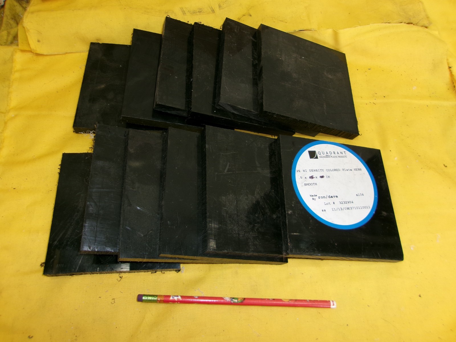 12 pc LOT BLACK HDPE BAR flat sheet machinable plastic poly 1/2′ x 5″ x 5′