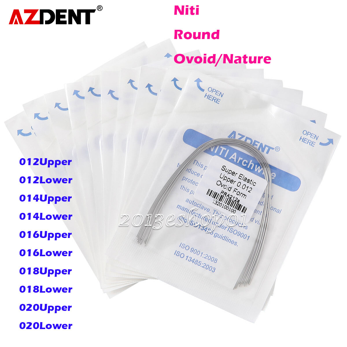 AZDENT Dental Orthodontic Super Elastic Niti Round Arch Wire Ovoid/Nature Form