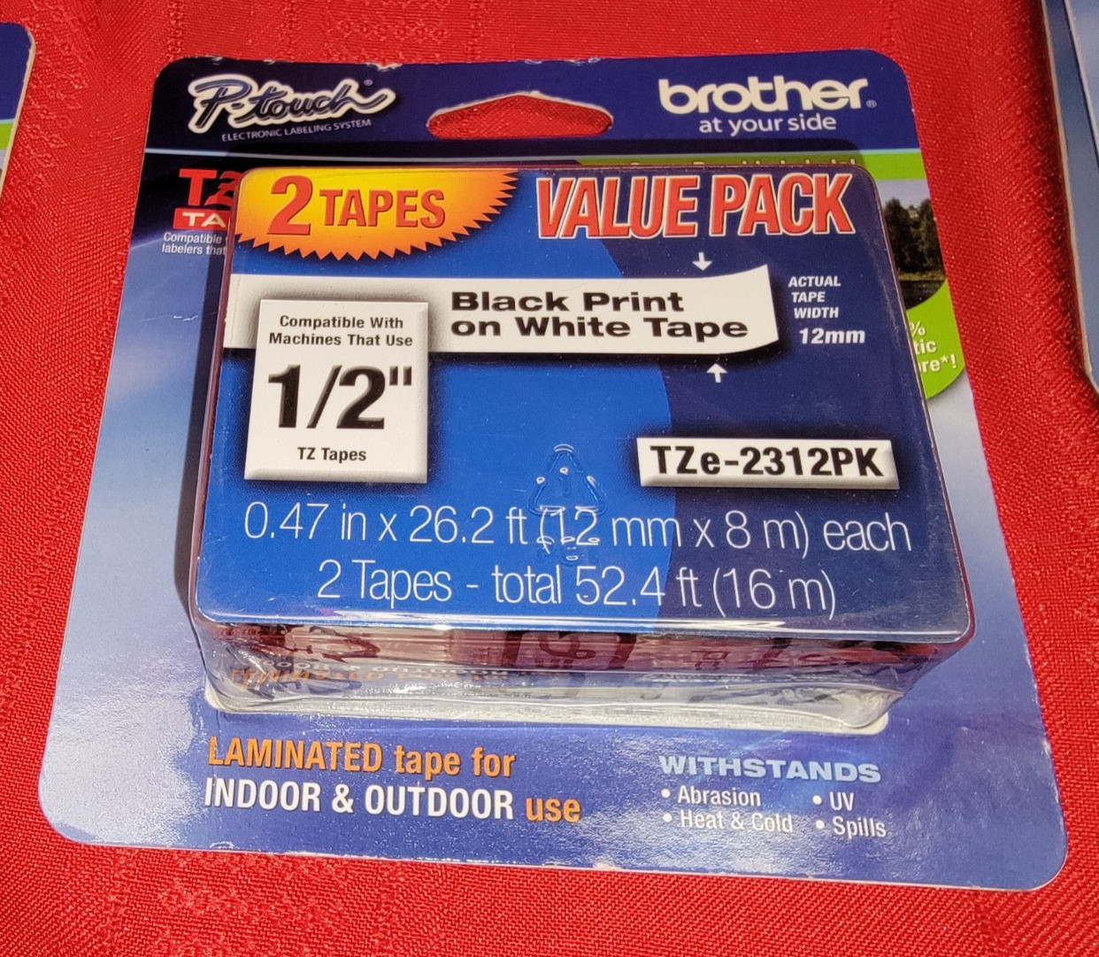 BROTHER GENUINE P-TOUCH TZE-231 2 PACK TAPE ½”(0.47”) X 26.2 FT LAMINATED 8M