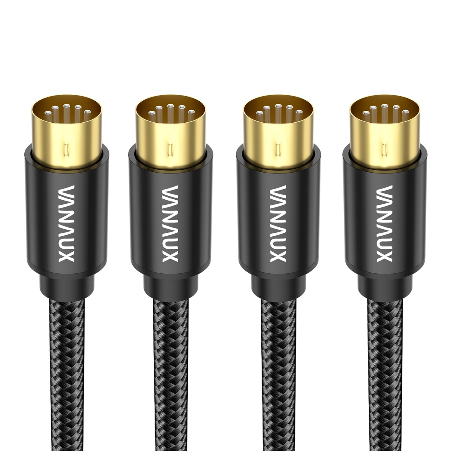 2 Pack Black MIDI Cable 6.6 FT 2M Male To 5Pin Keyboard Rack Synth Audio