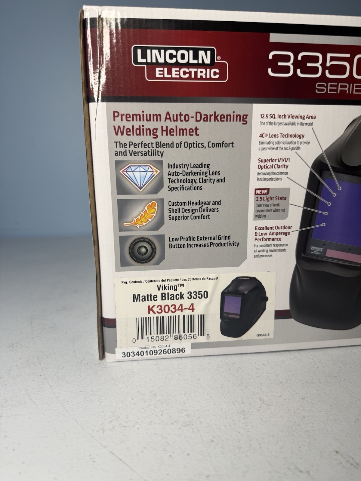 NEW Lincoln Electric K3034-4 VIKING 3350 Auto Darkening Welding Helmet Matte