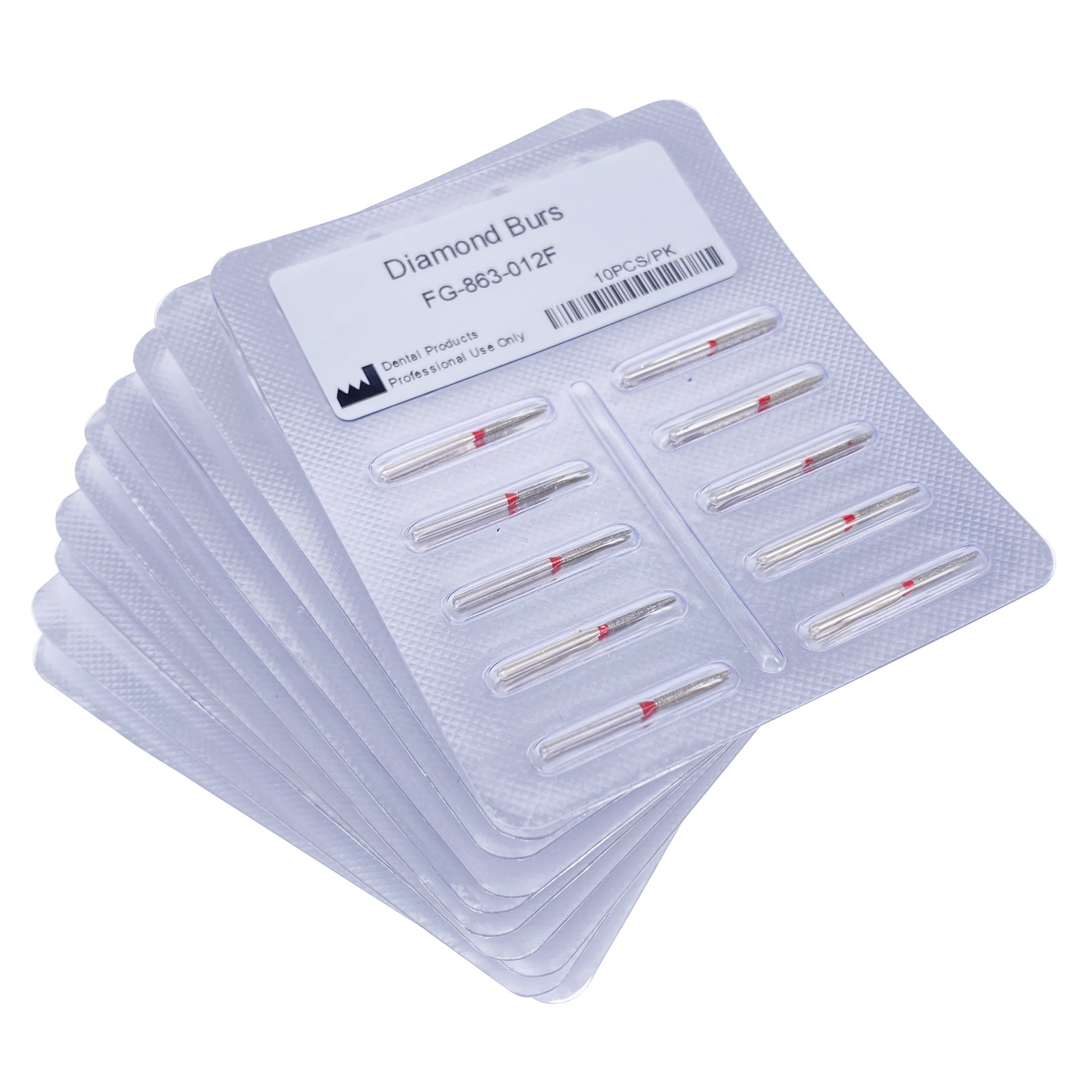 Dental Diamond Burs FG Flame Diamond Bur Fine Grit Red 863/012F High Speed