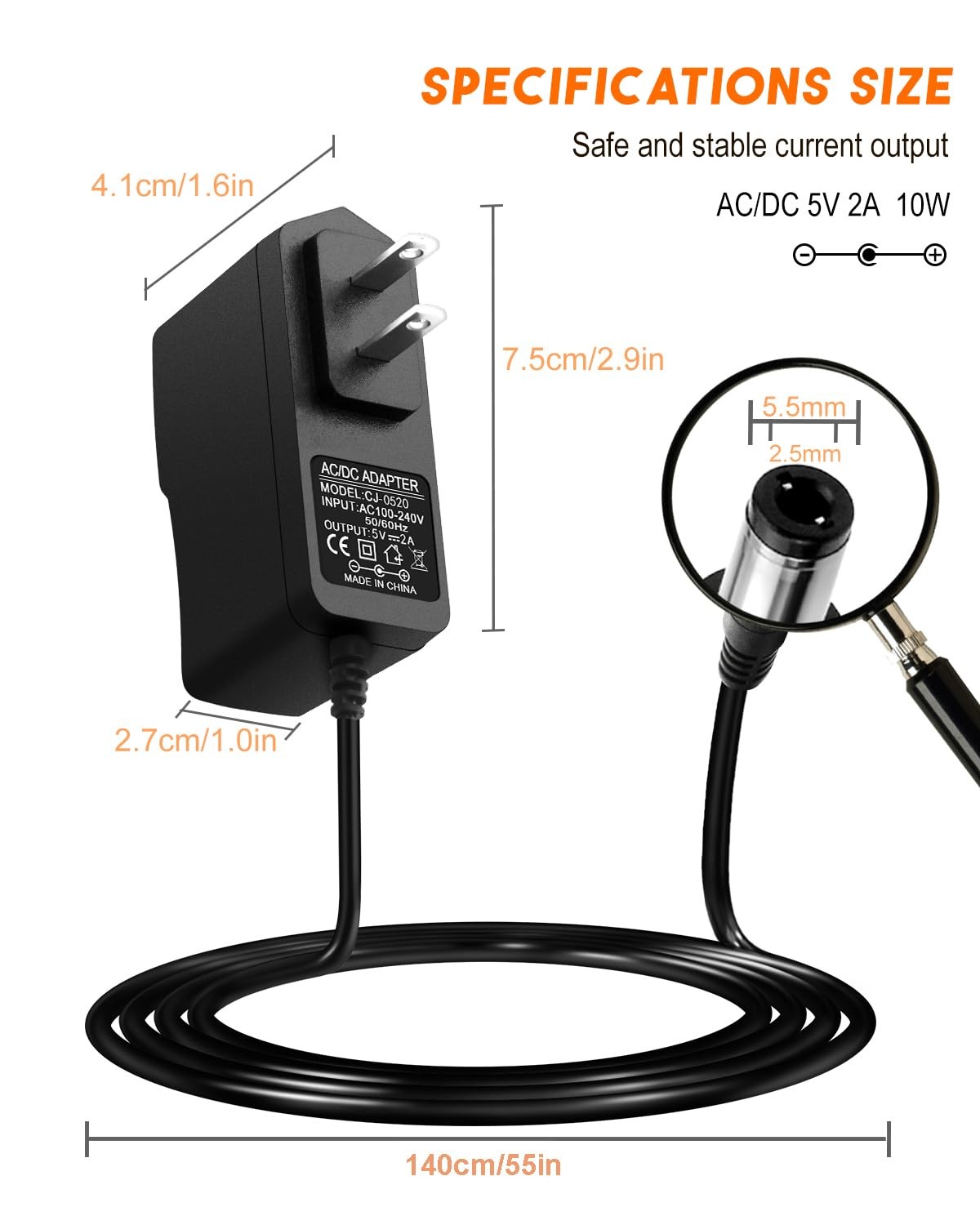 5V 2A AC Adapters Power Charger DC Supply Regulated Switching With 8 Tips