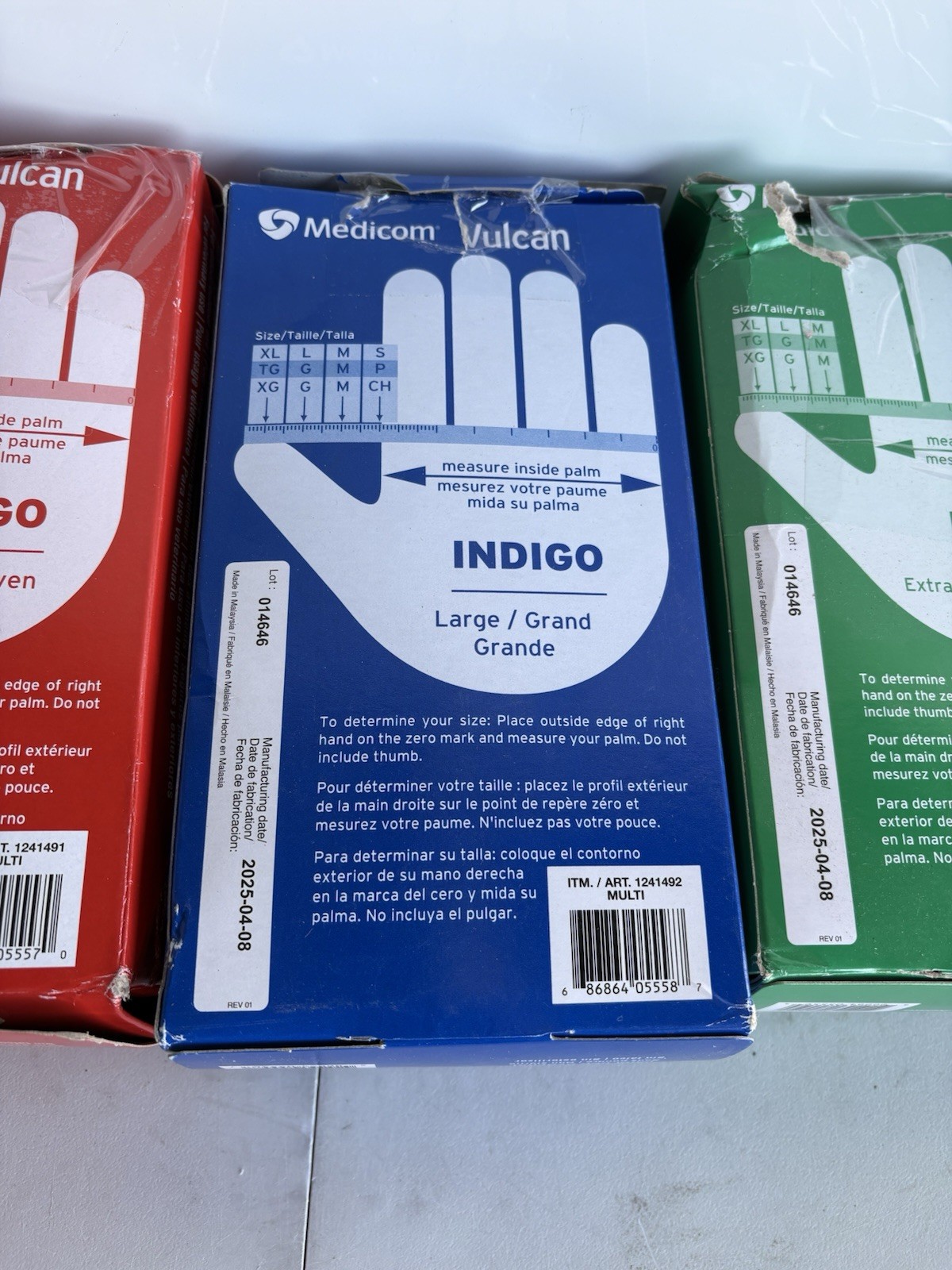 Medicom Vulcan Nitrile Indigo Gloves General Purpose – Lot of 3 sizes: M/L/XL