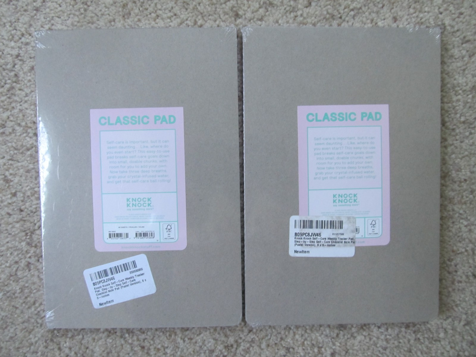 Lot of 2-Knock Knock Self-Care Weekly Tracker Pads – 6 x 9 inches-60 sheets each