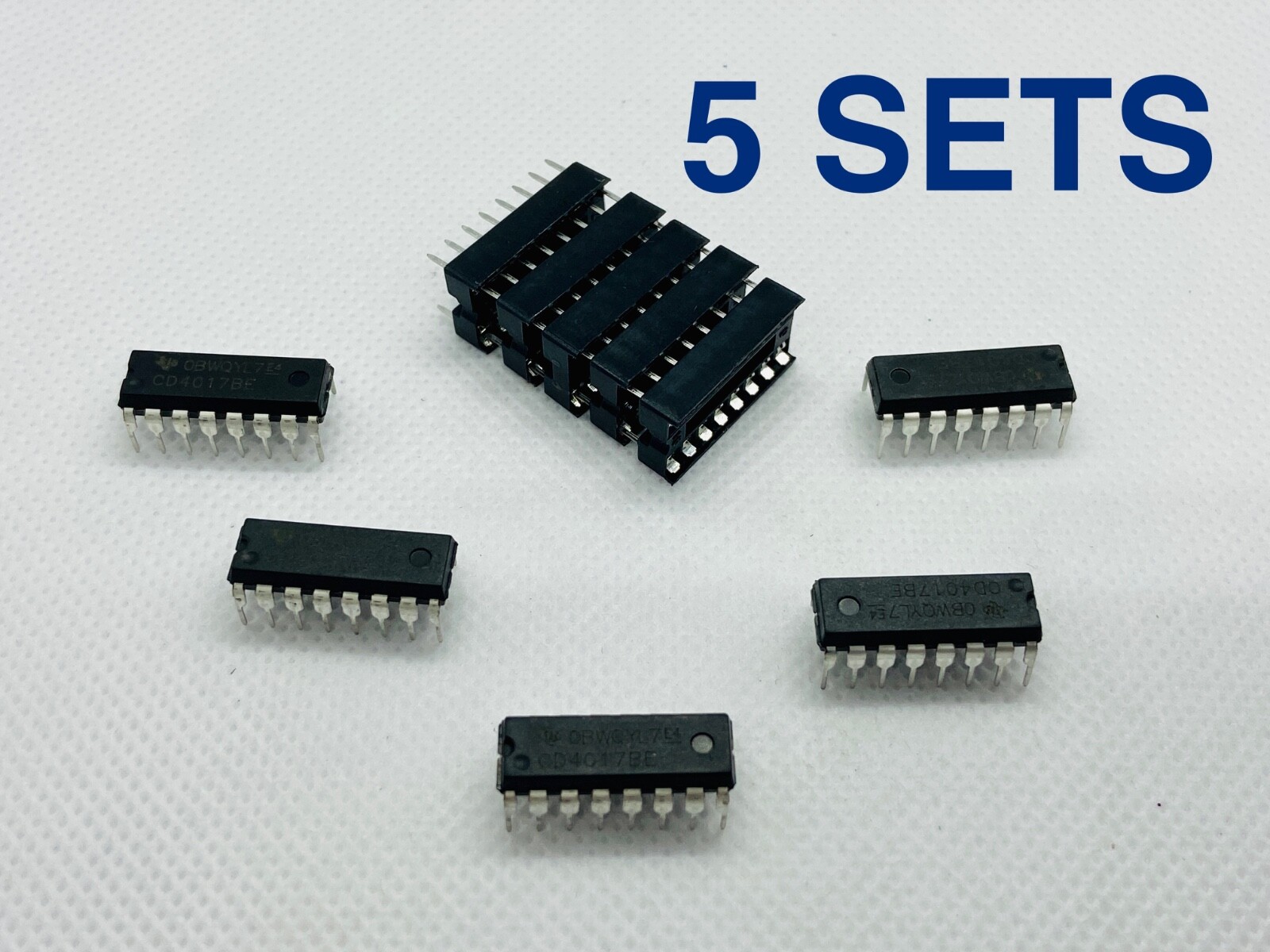 5-10 Set CD4017 CD4017BE DIP-16 Decade Counter Divider IC with Socket Choose Qty