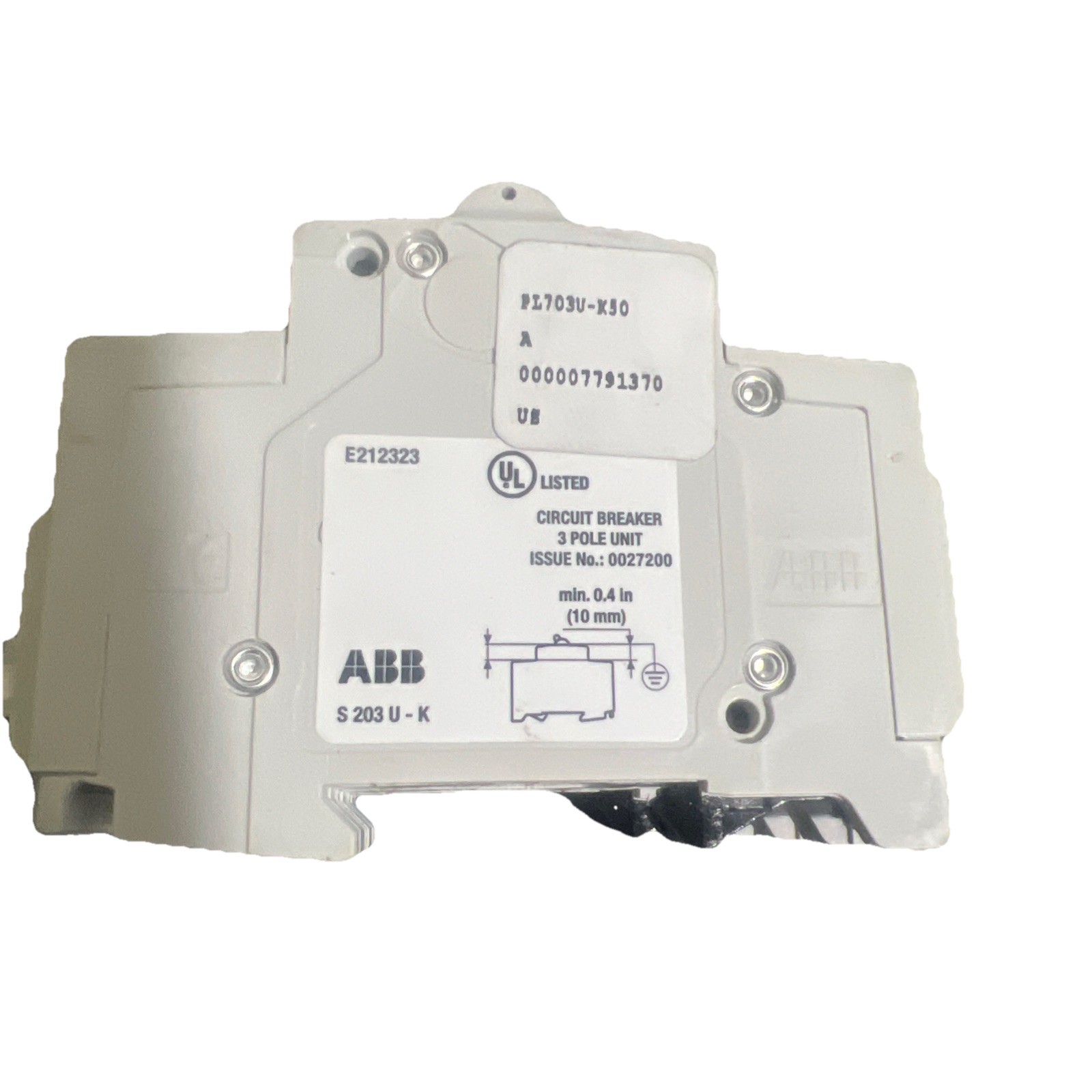 ABB S 203 U K 50 A Miniature Circuit Breaker 50A S203UK50A *FREE SHIPPING**