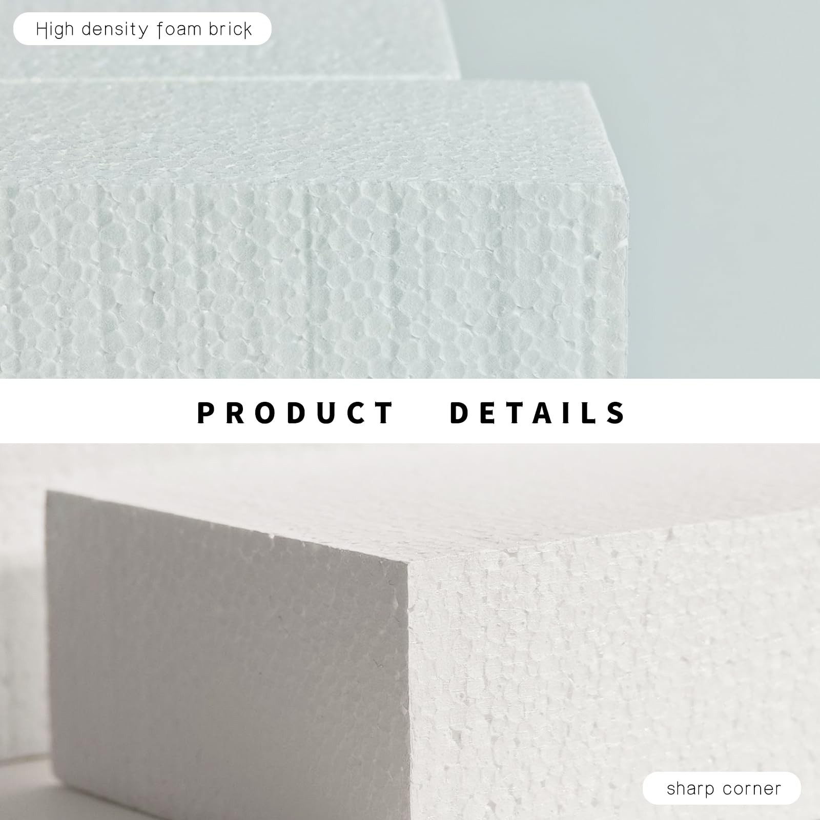 24 Pcs 4x4x2″ White Craft Foam Blocks Polystyrene Bricks For School DIY Craft