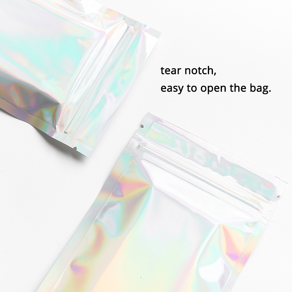 Custom Holographic Foil Zip Pouch | Personalized Logo Packaging Bags for Jewelry