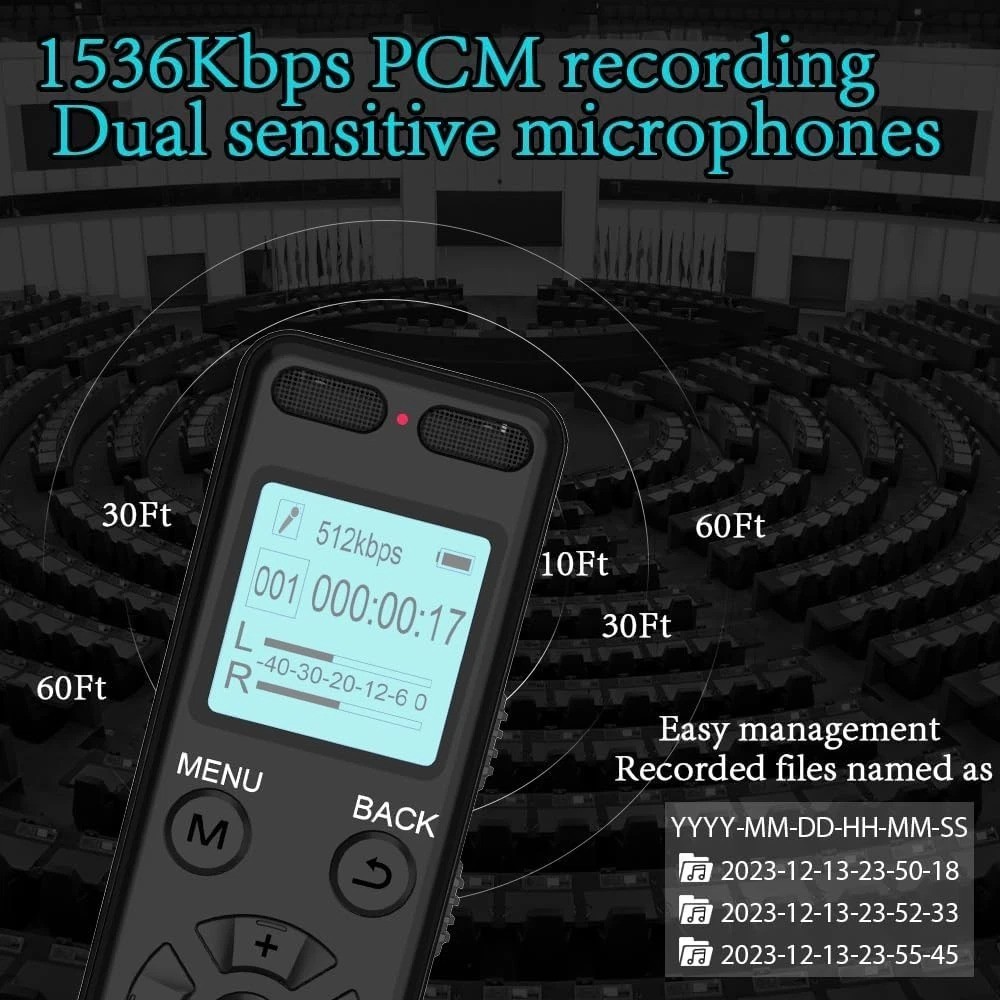 Audio Recorder Device – 1536Kbps – 128GB Memory Card Support