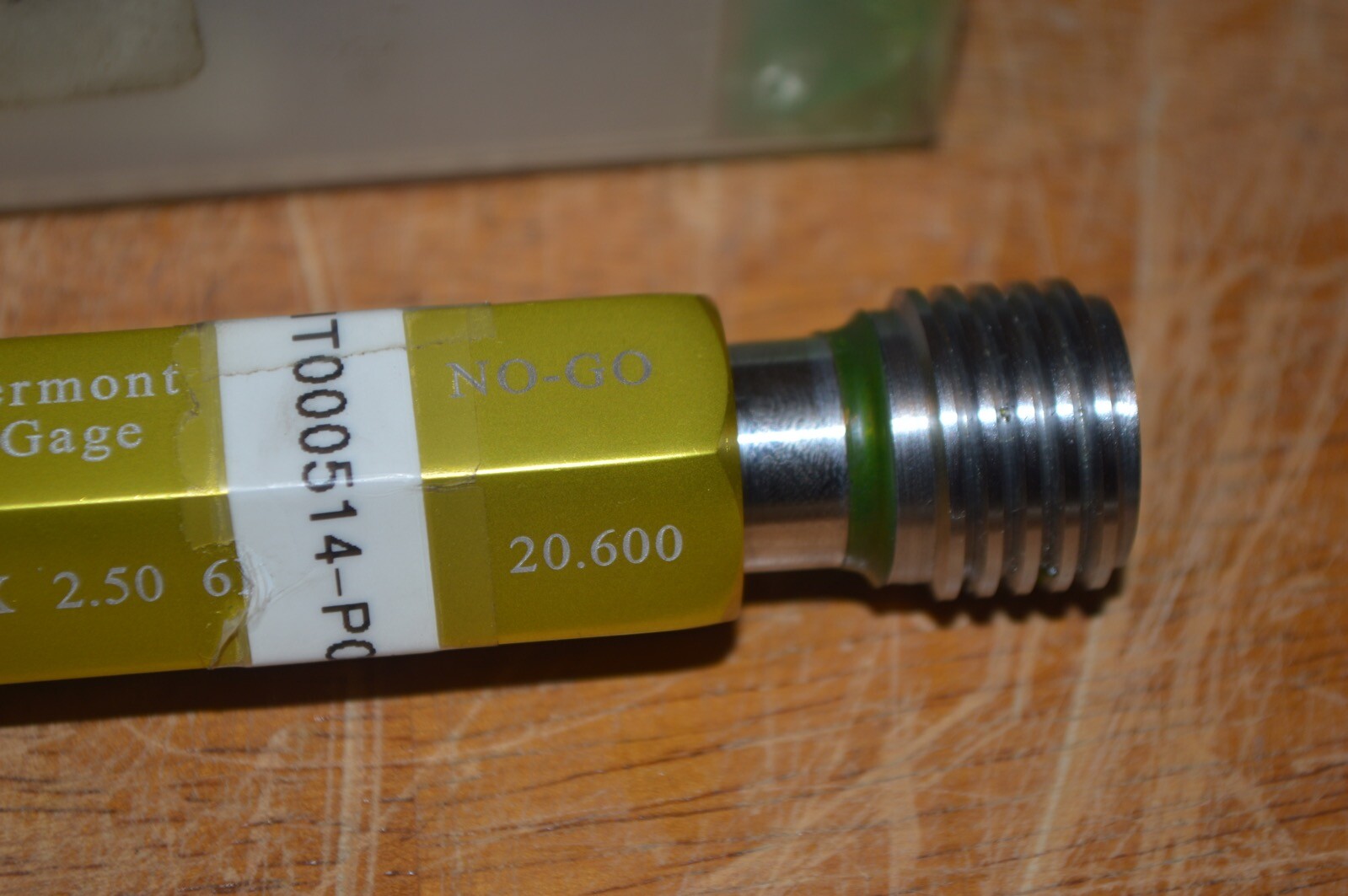 Vermont M22 x 2.5 6H Thread Plug Gage 6H Go No Go P.D.’s= 20.376 & 20.600