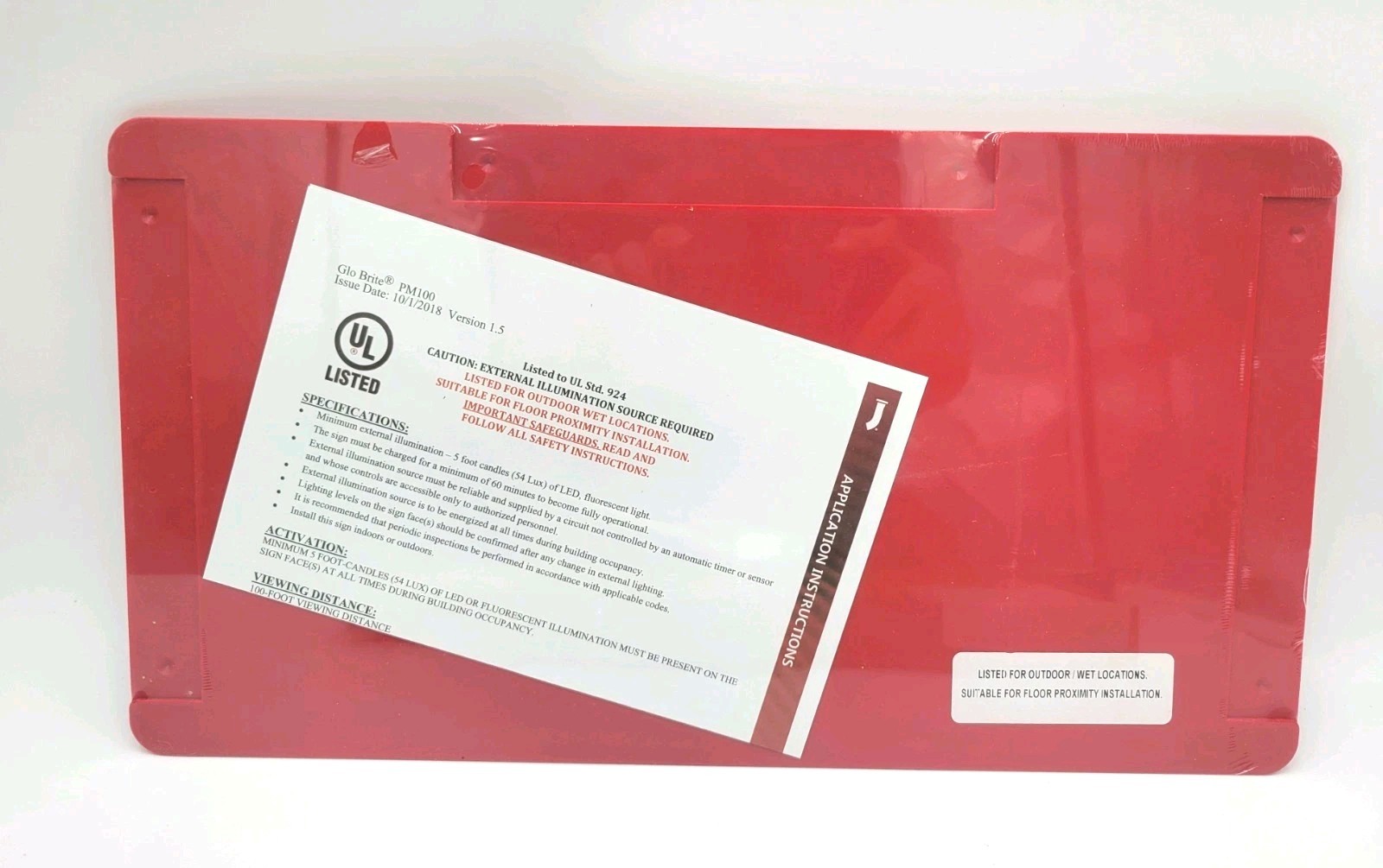 Jessup Glo Brite EXIT Sign Photoluminescent 7070-B Single Sided Directional NEW