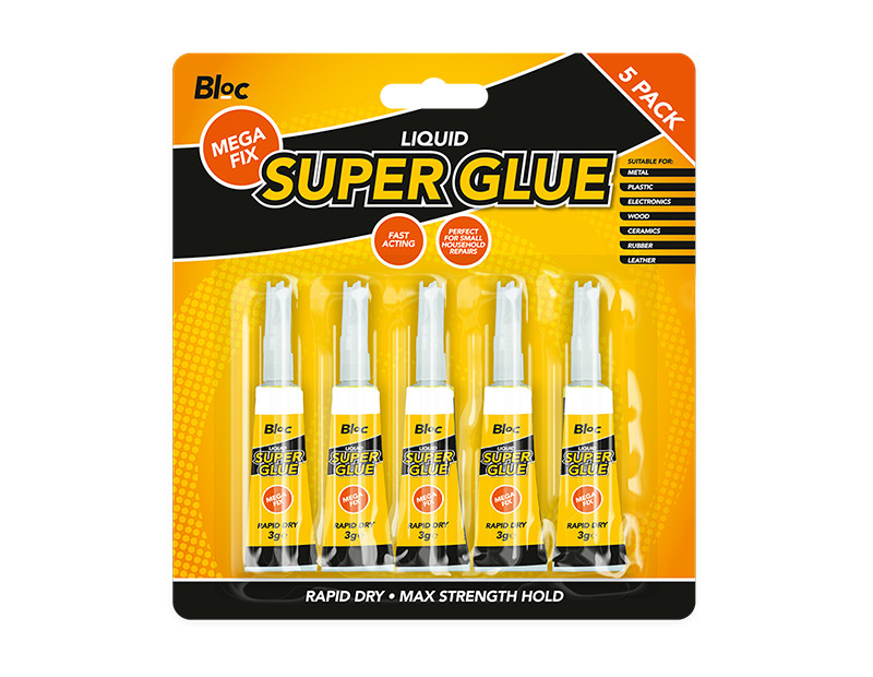 5 Pack 3g SUPER GLUE Strong Bond Adhesive Plastic Glass Wood Rubber Metal UK