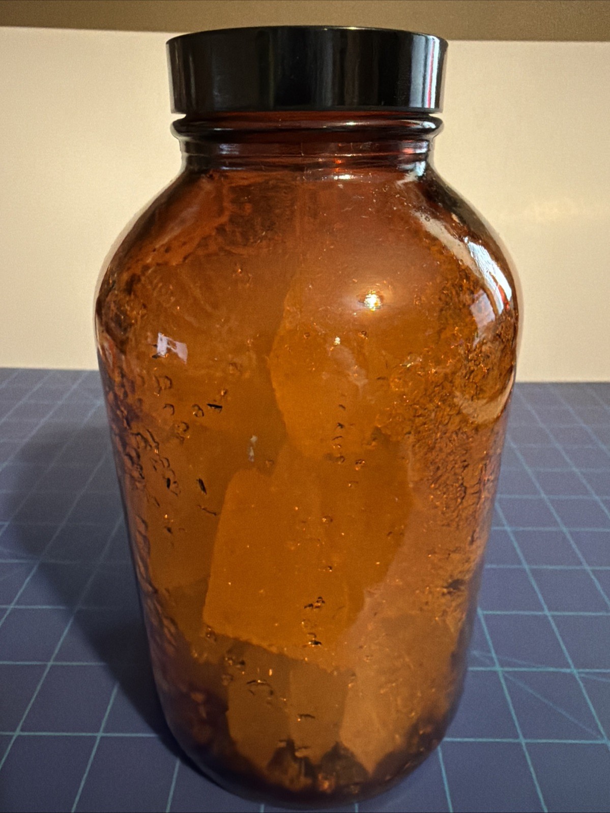 Vintage Camphor Gum Lump – JT Baker Chemical Co. NJ, 1 pound Brown glass jar.