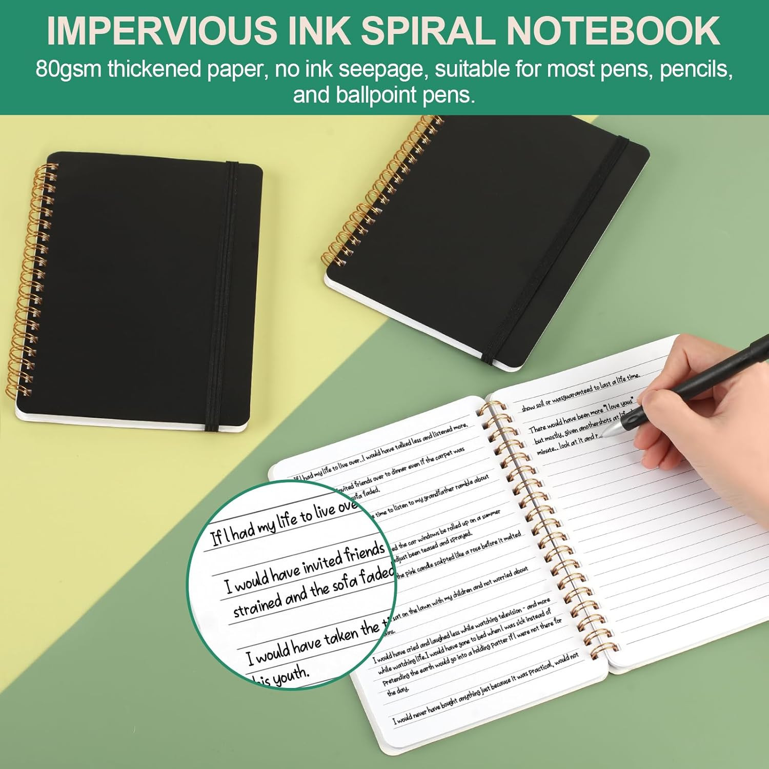 3 PCS Small Spiral Notebook 5×7, Notebooks for Note Taking, Black Spiral Journal