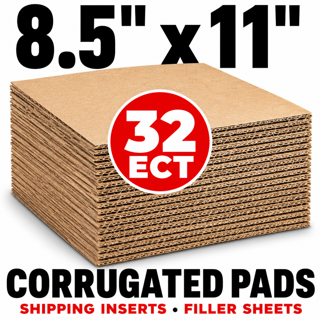 8.5×11 Corrugated Cardboard Pads Inserts 32 ECT Shipping Filler Sheets