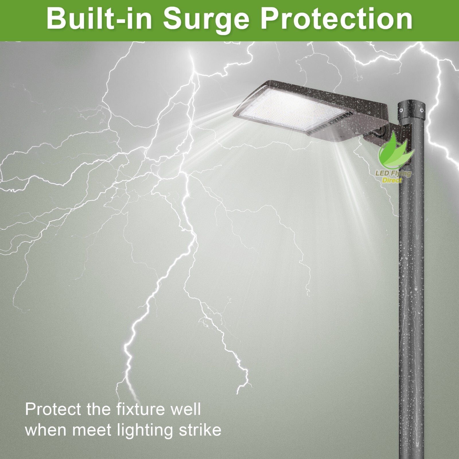 480V 300W LED Parking Lot Street Light with Direct Pole Mount 42000LM 277-480V