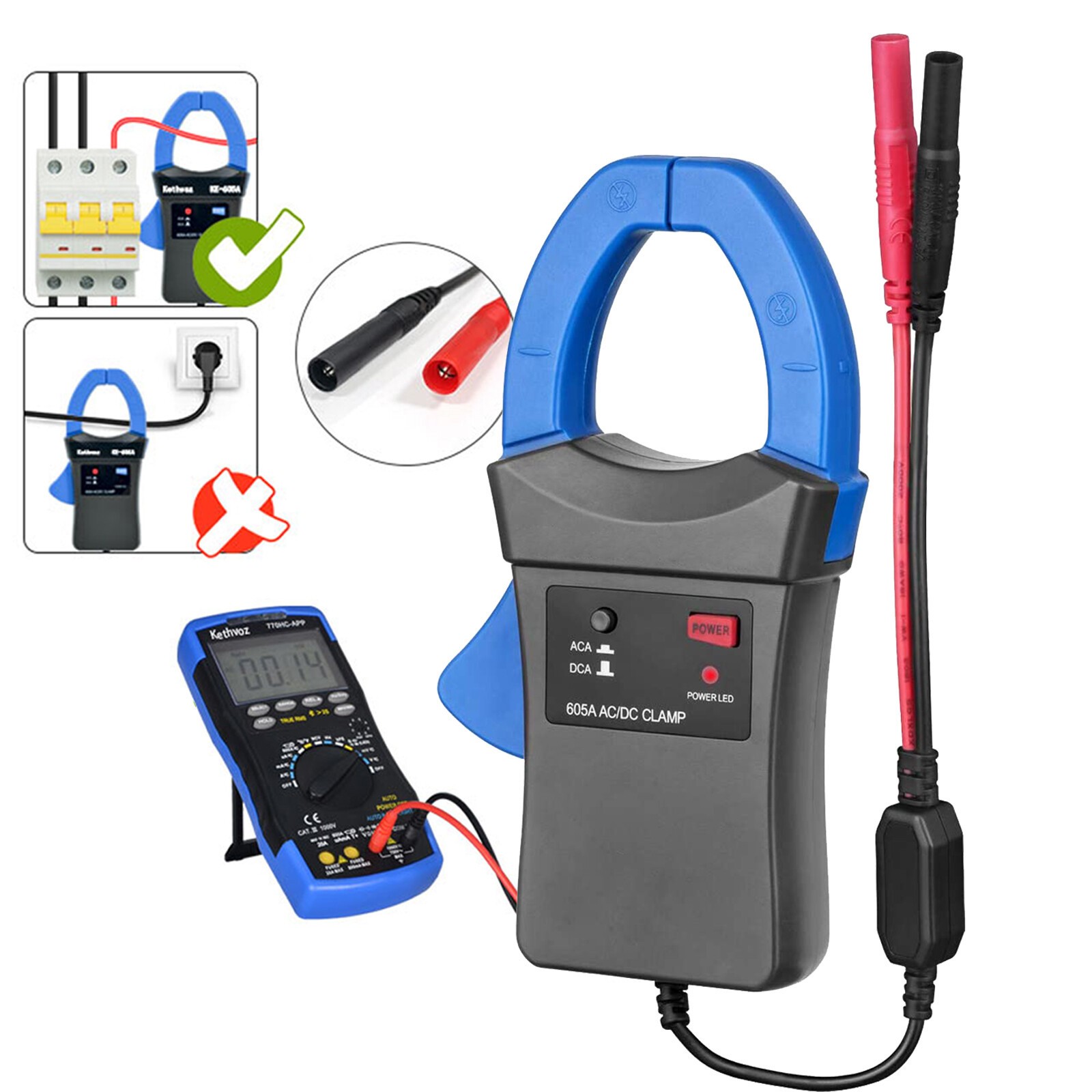 Digital Multimeter True RMS 600A DC/AC Current 6000 Counts w/ Temperature & NCV