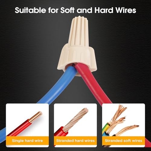 2000 Pcs Electrical Wire Connectors – Twist Wire Caps, Winged Springs, 22-10 AWG