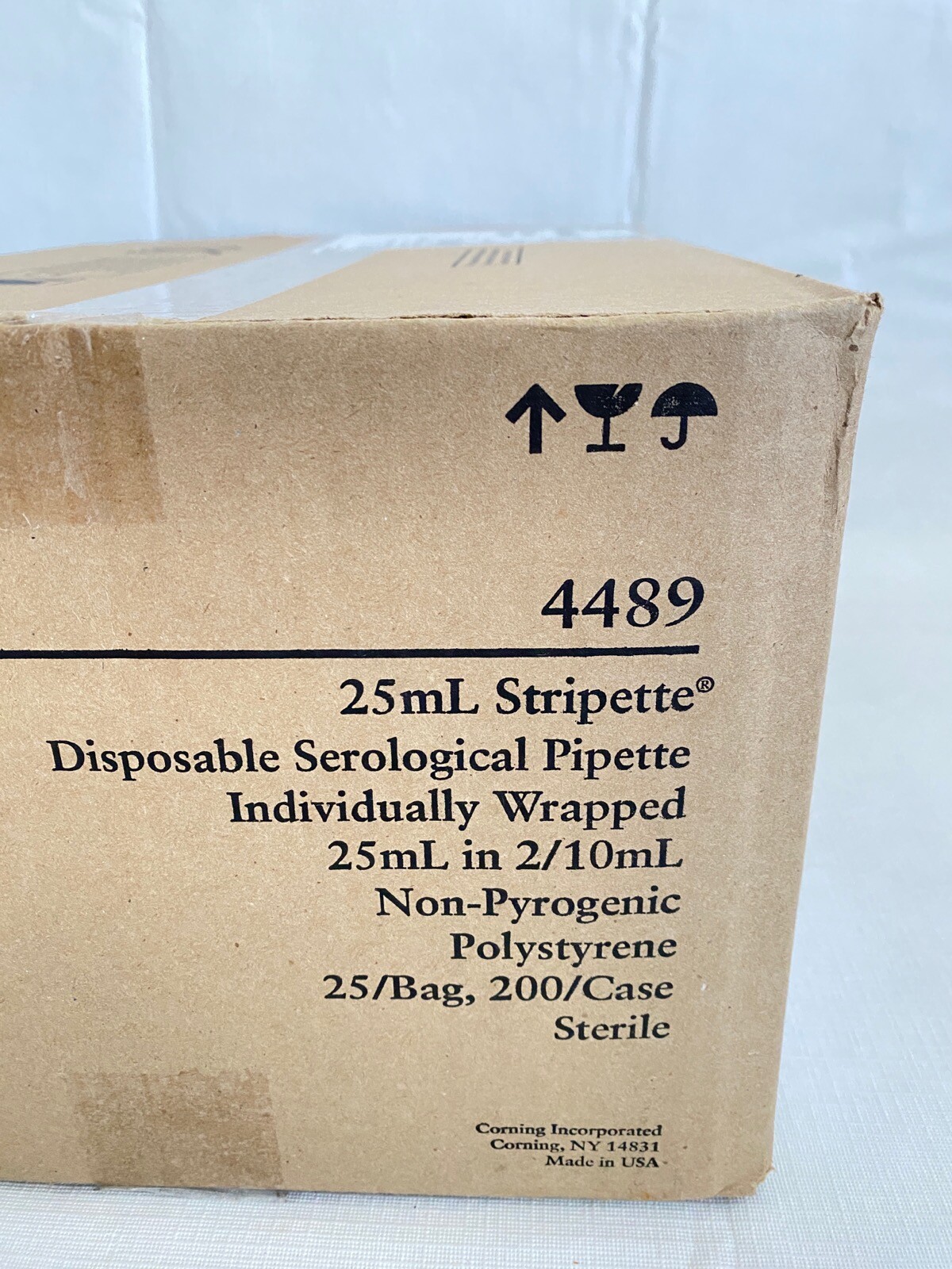 (200/Cs) CORNING 25mL PS Stripette Disposable Serological Pipettes Red 4489