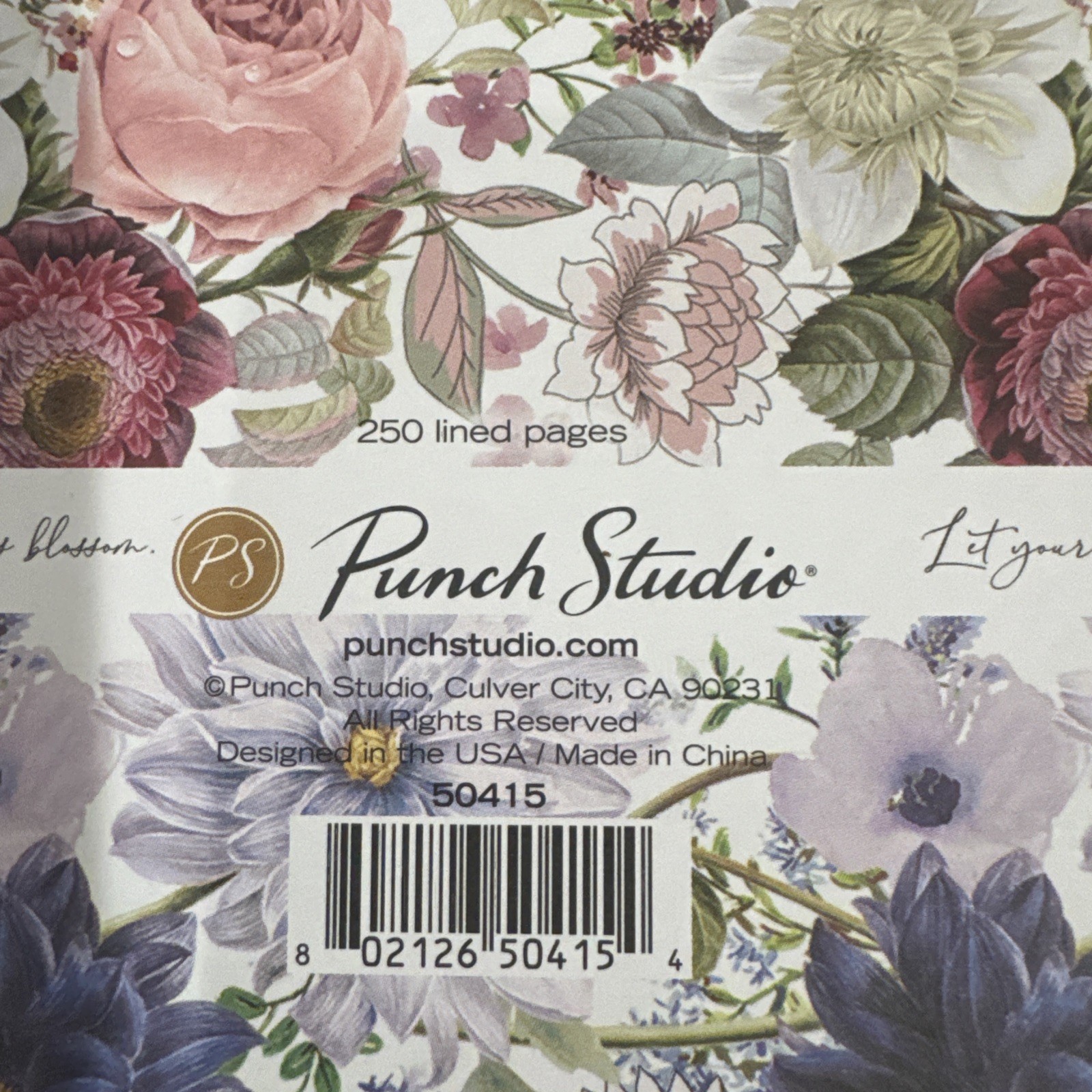 PUNCH STUDIO SPIRAL JOURNAL NOTEBOOK 250 LINED PAGES FLORAL FLOWERS 50415 NEW