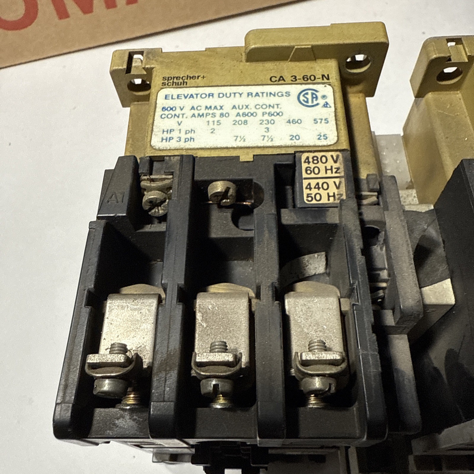 (2) GENUINE SPRECHER+SCHUH CONTACTOR # CA3-60-N11-120VAC / COIL 120VAC