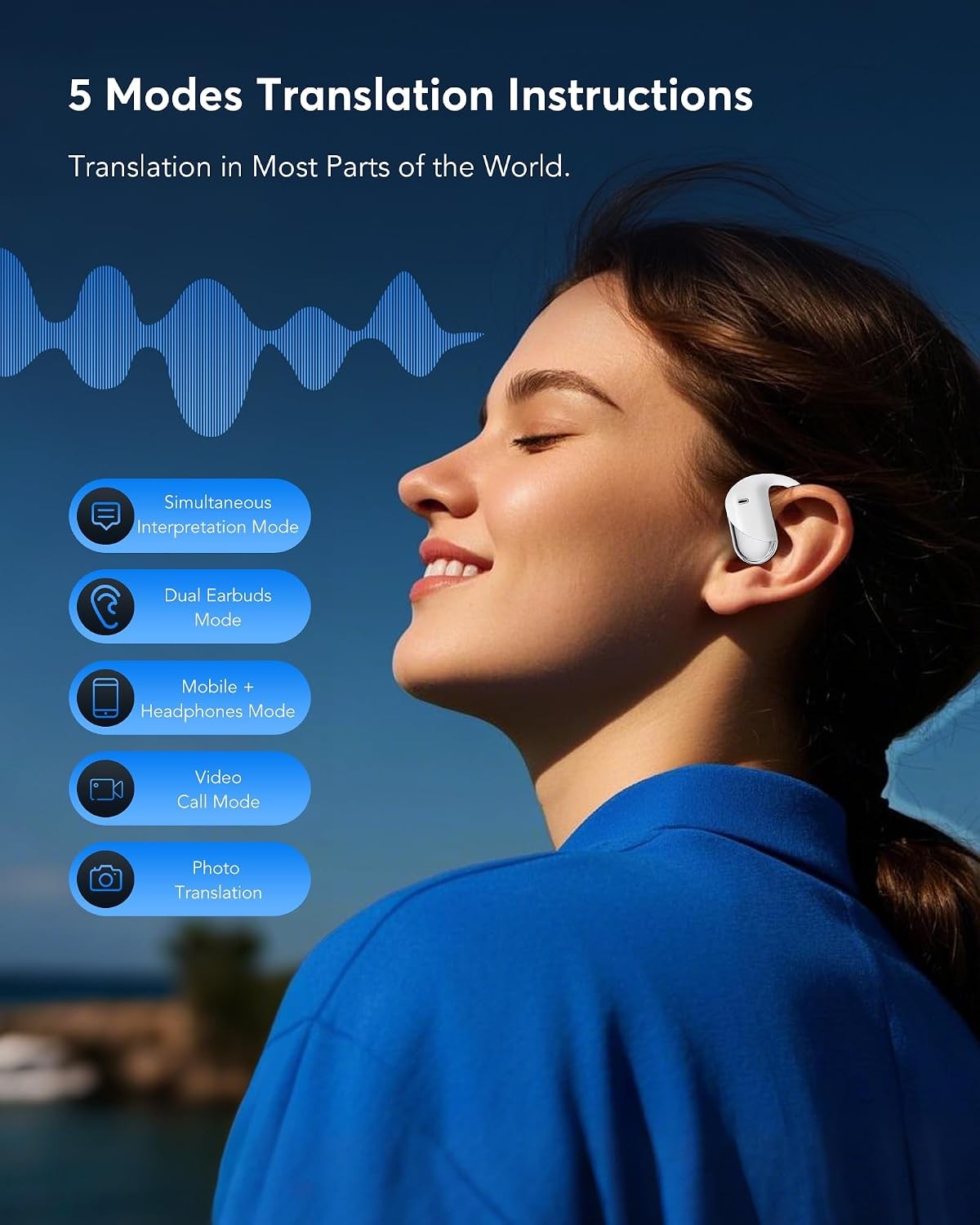 Paekole H5 AI Translation Earbuds: Real-Time 2-Way Language Rust & White