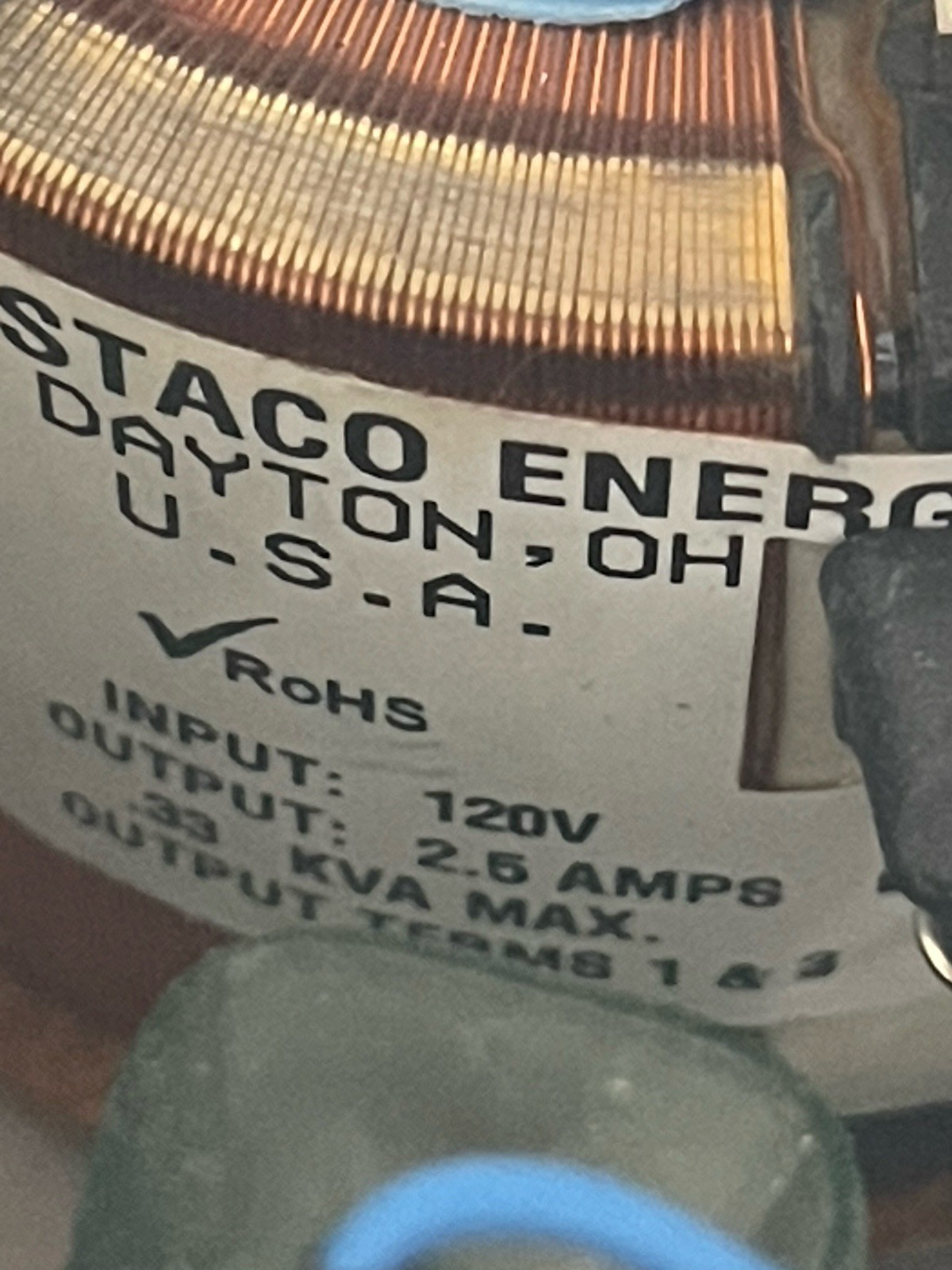 Staco Energy Products 221-B Variable Transformer – Enclosure Mounted – Works
