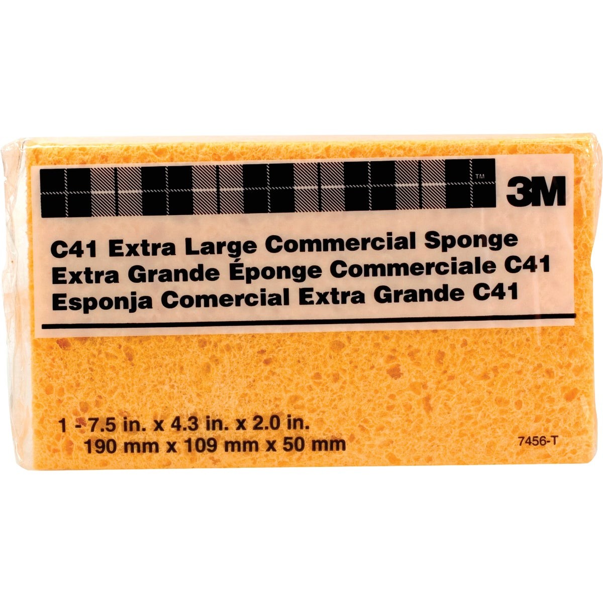 3M 7.5 In. x 4.3 In. Yellow Sponge C41 Pack of 24 3M C41 053200074562