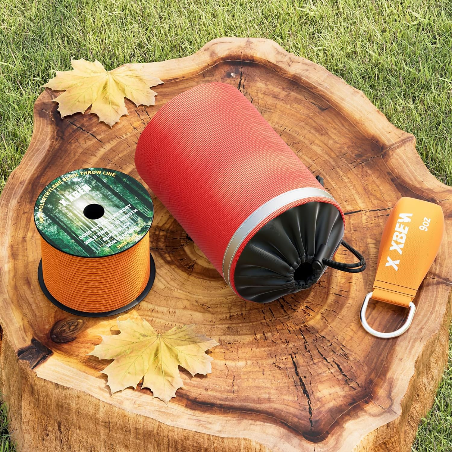 XBEN Arborist Throw Line Kit – 150Ft Slick Rope & 9/11/15Oz Throw Weight – Refle