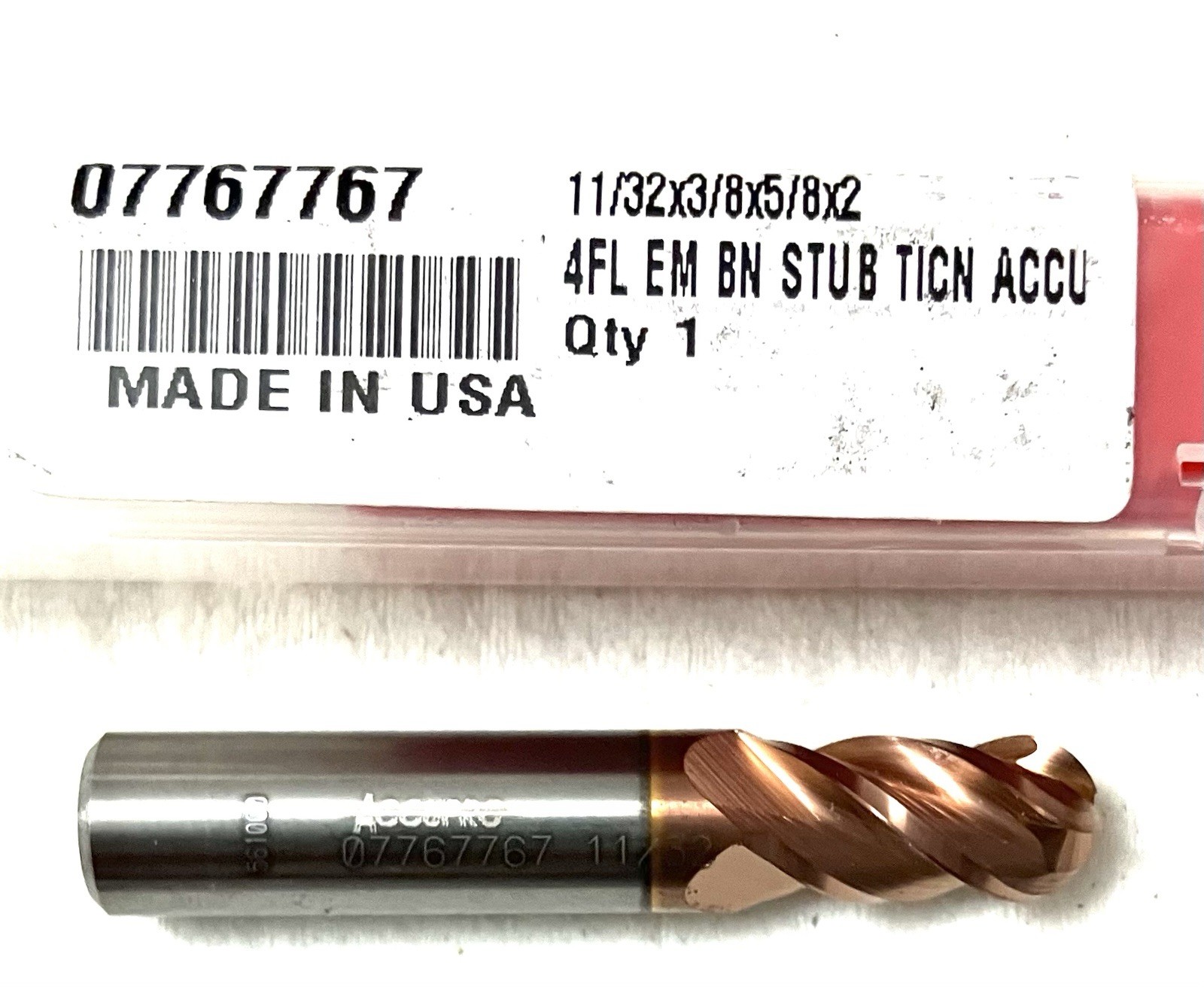 Accupro 11/32″ 4FL Ball Nose End Mill Solid Carbide TiCN 07767767 NEW