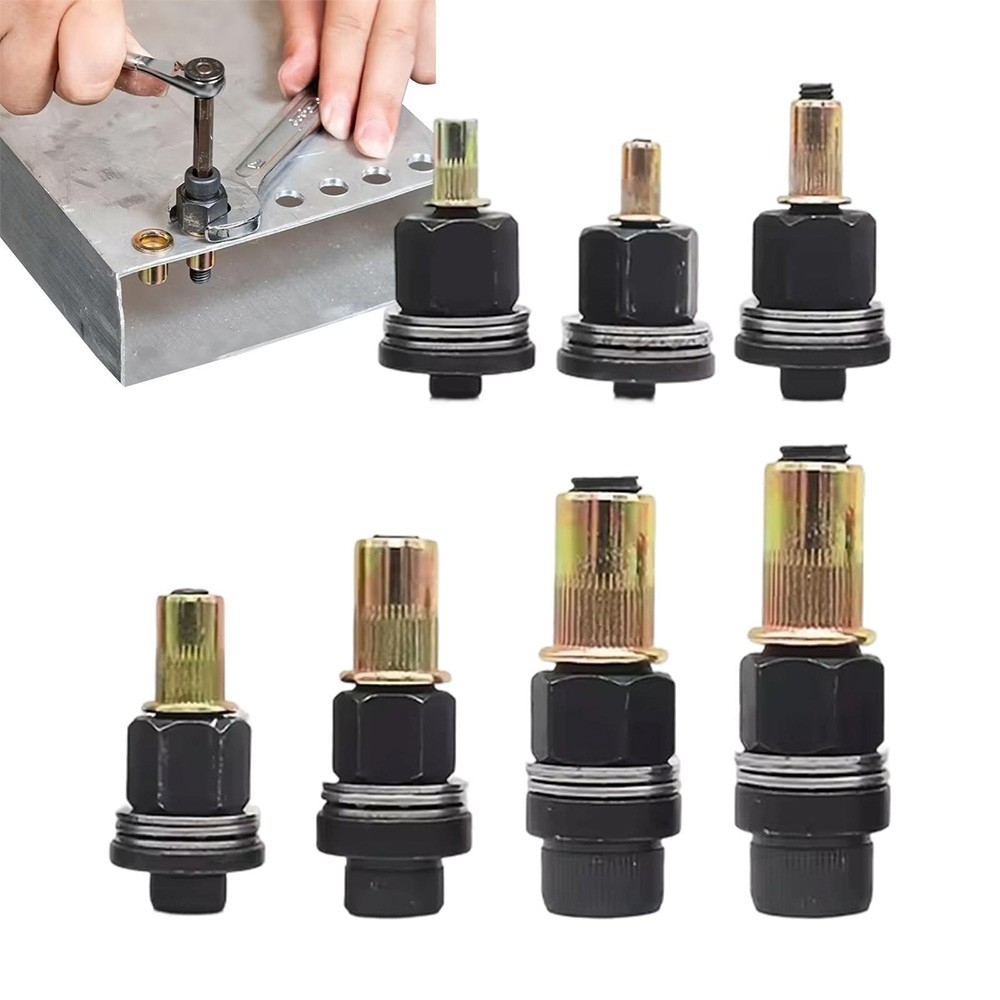 7× Manual Rivet Nut Tool Kit M3-M12 Carbon Steel Threaded Inserts for Auto & DIY