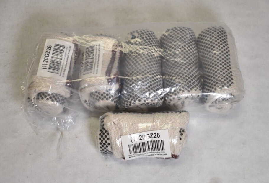 Condor Knit Work Gloves PVC Palm and Fingers 20GZ26 6 Pair White Large