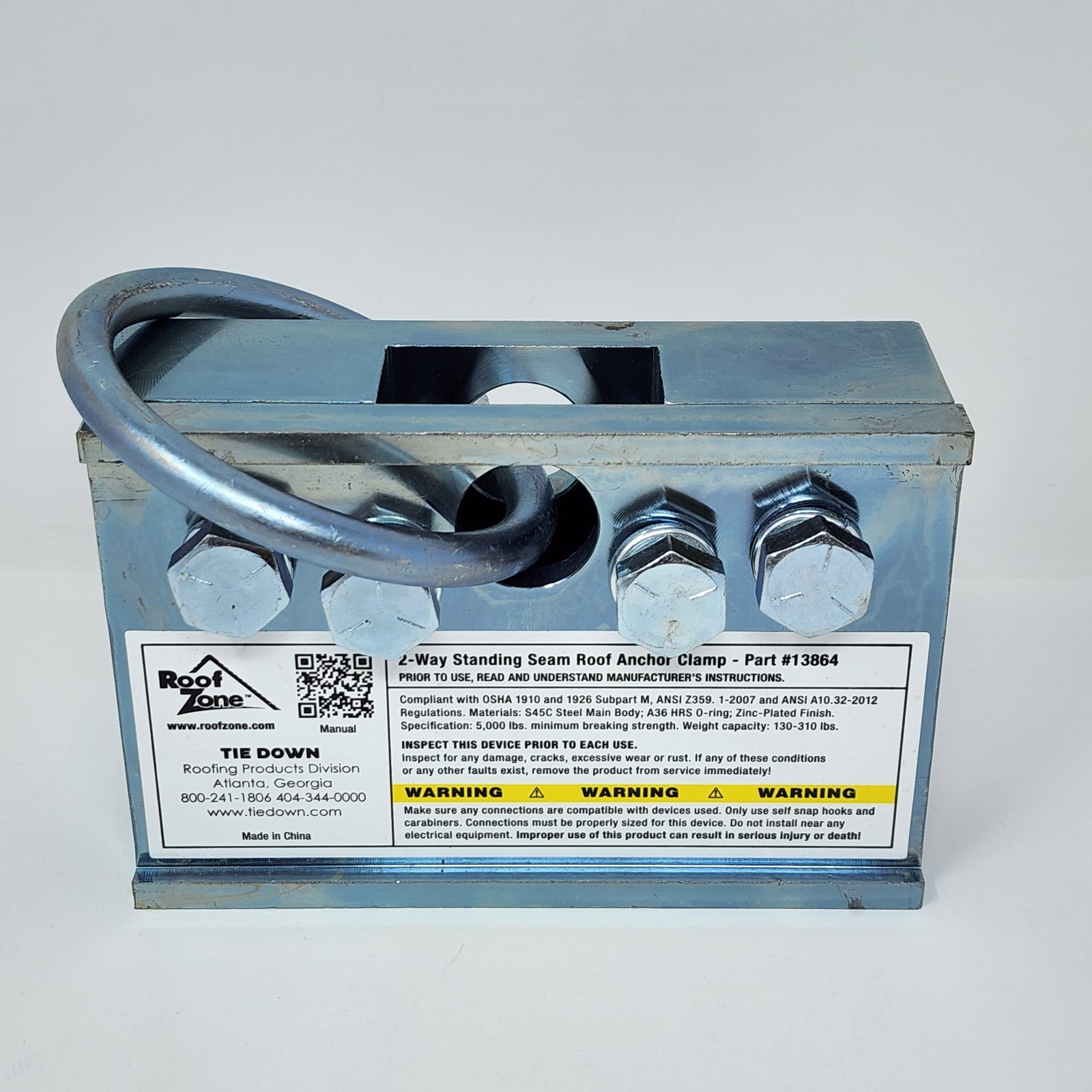 Roof Zone 2-Way Standing Seam Roof Anchor Clamp Tie Down 13864, 5000 lb (2 Pack)
