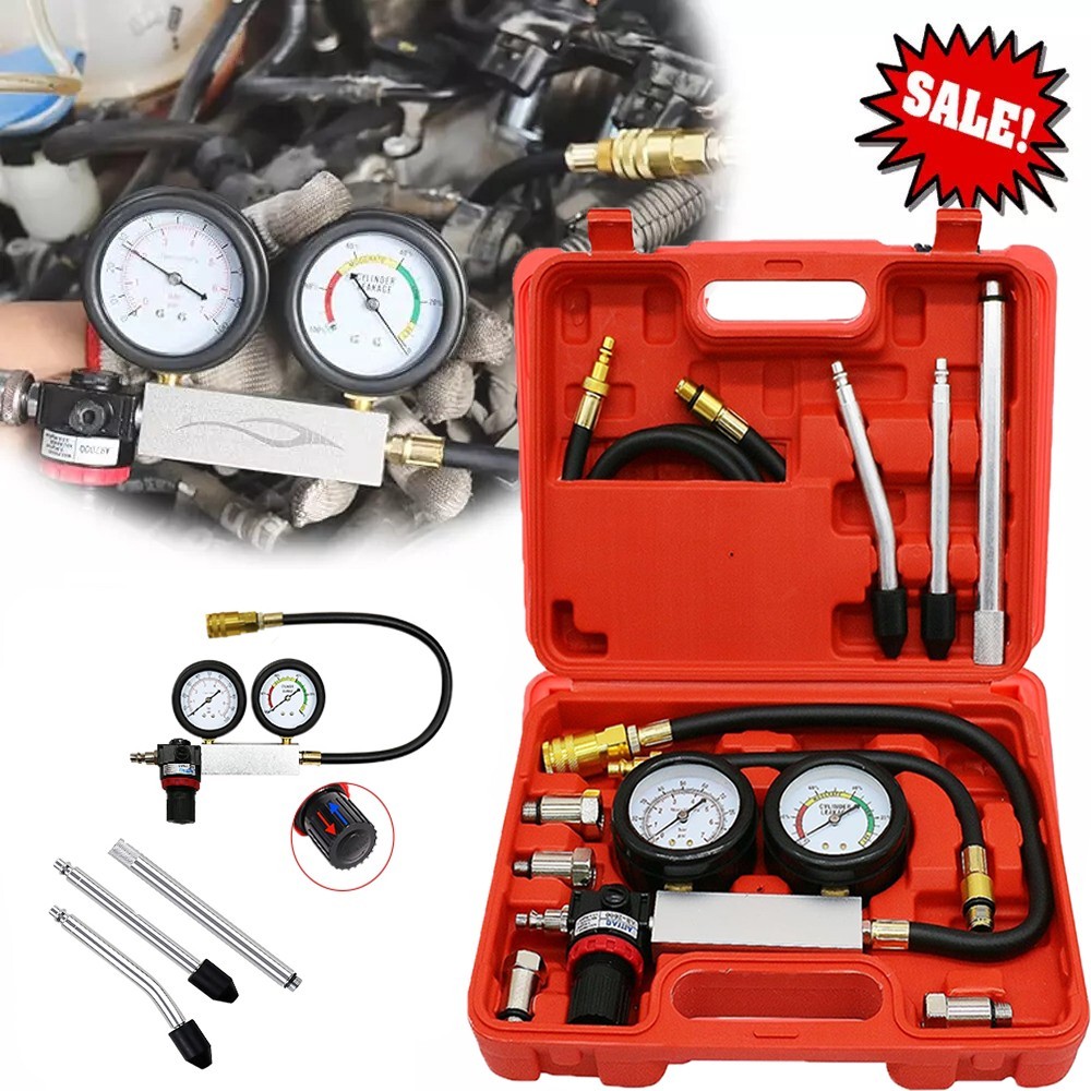 Engine Compression Diagnosis Tester Cylinder Leak Down Gauges Detector Leakage