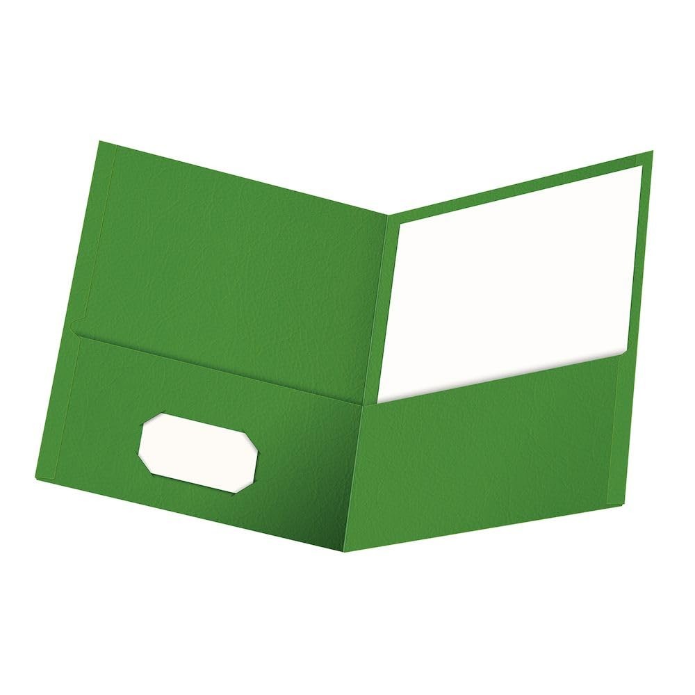 Oxford Two Pocket Folders, Textured Paper, Green, 25 Count (Pack of 1), Green