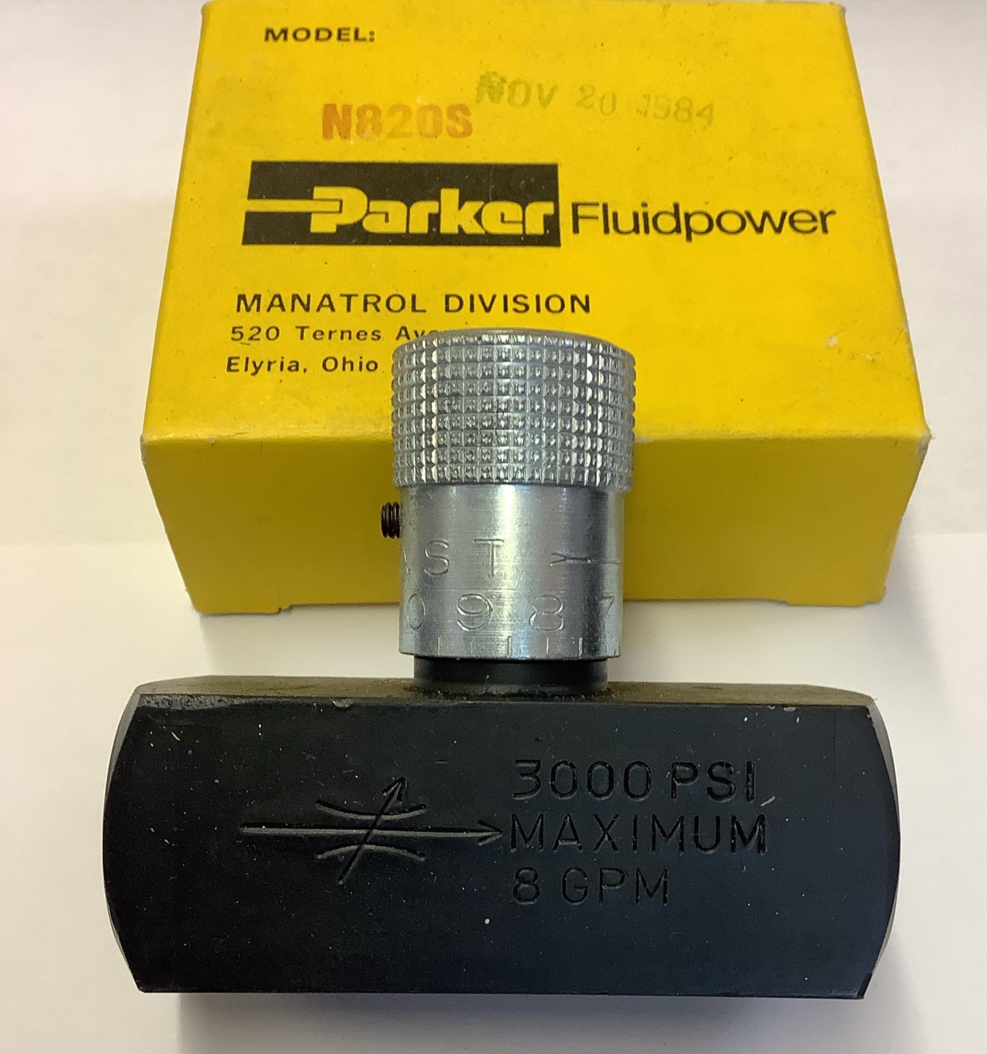 PARKER needle valve N820S, 3000PSI,8 GPM, 3/4”, (1 In Lot) 4052-87