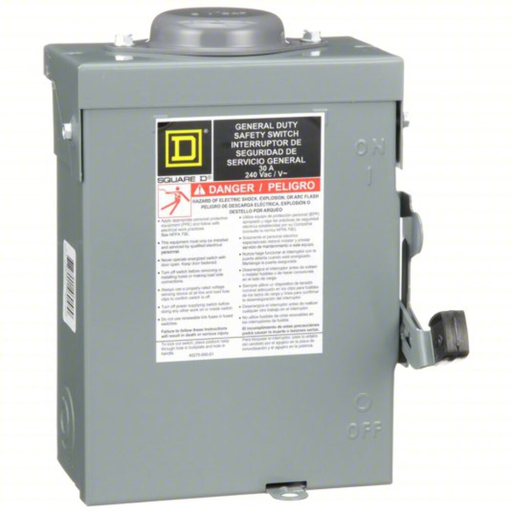 D221NRB Square D Series E Disconnect 240V ACV 30A Fusible Switch