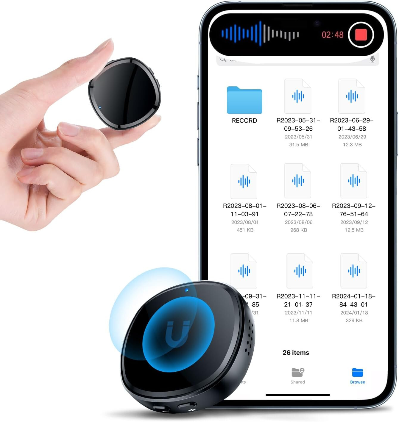 Voice Recorder 128GB(1680 Hours), Voice Recorder with Playback Voice Activated R