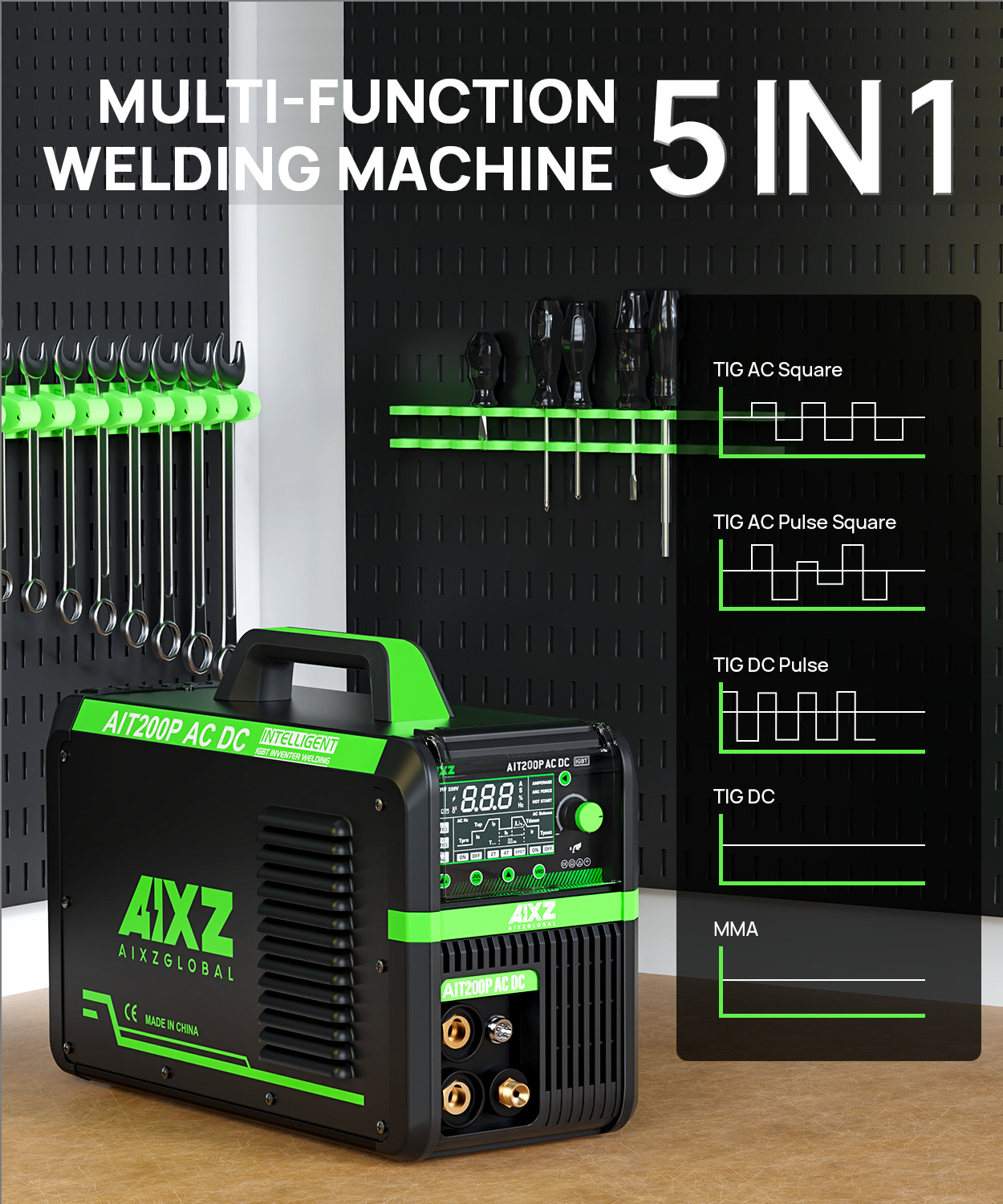 AC DC Aluminium TIG/MMA Welding Machine 200A 110V/230V Pulse Spot HF TIG Welder