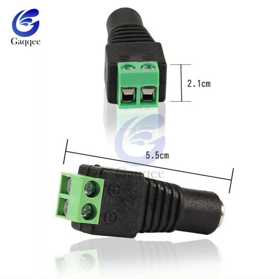 2pcs 5.5mm x 2.1mm Female Male DC Power Plug Jack Socket Adapter for LED Strips