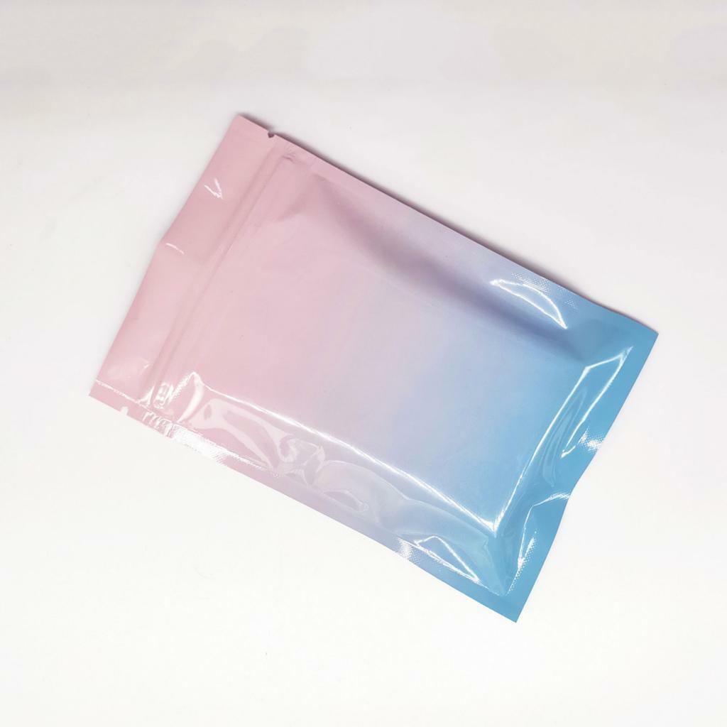 Portable Pink/Blue Ombre Cotton Candy Zip Seal Flat Foil Bags for Powder Mix