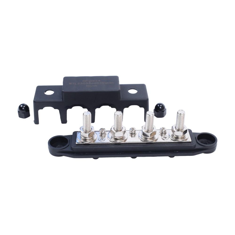 Red & Black 5/16″ 4 Stud Power Distribution Busbar Bus Bar With Cover Fast Ship